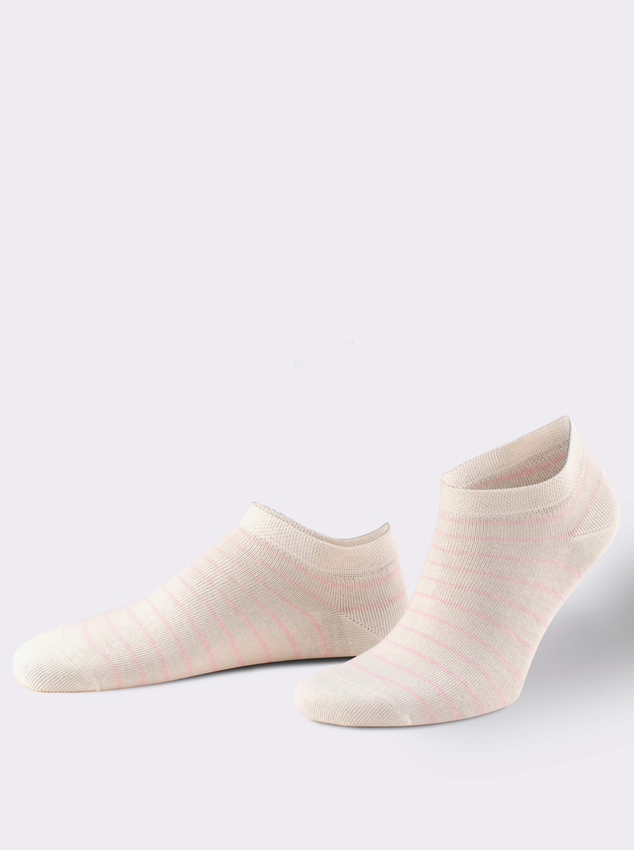 wäschepur Dámské nízké ponožky do tenisek - růžová-přírodní-proužek