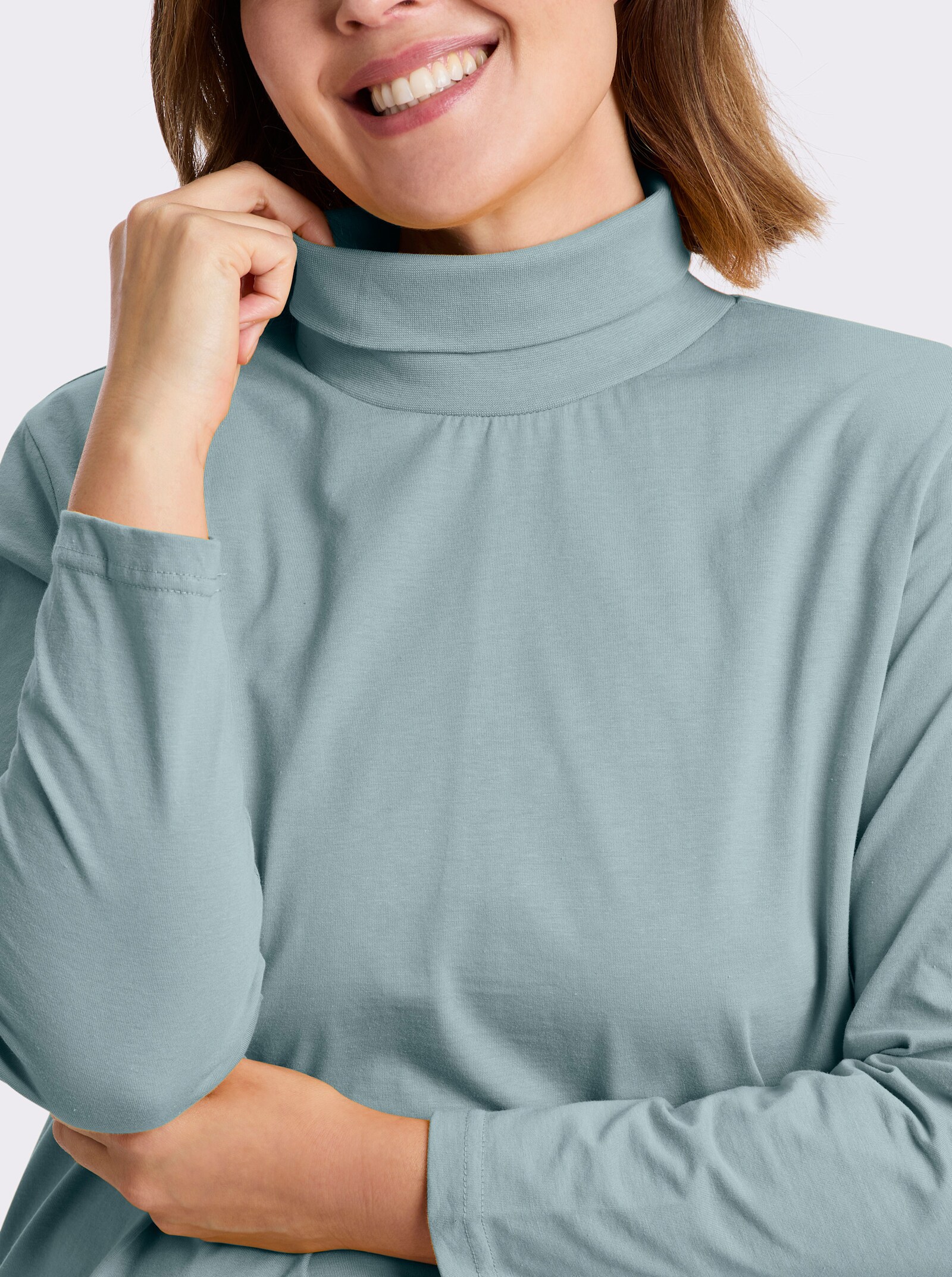 Rollkragenshirt mit langen Ärmeln - wintertürkis