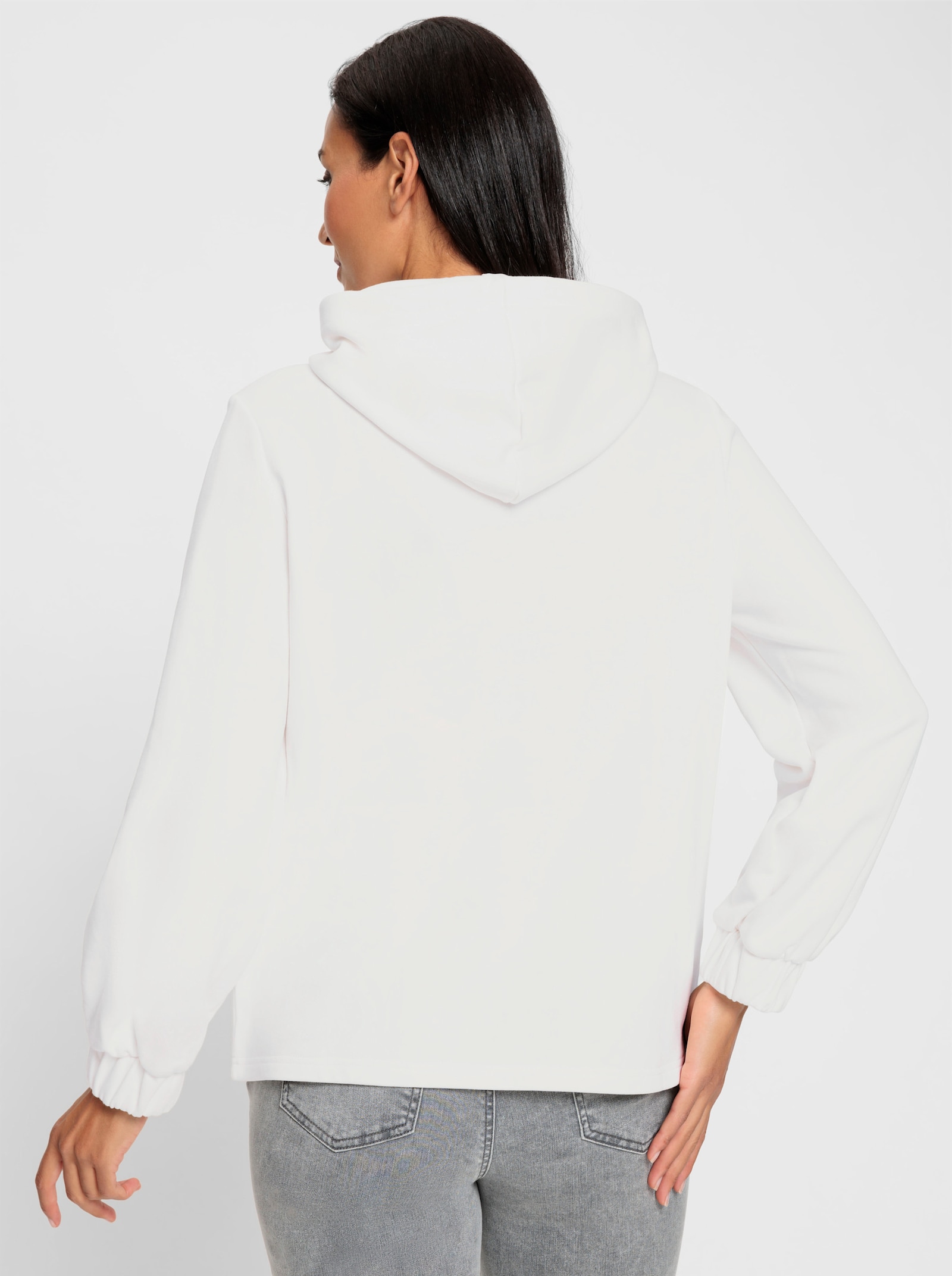 heine Sweatshirt mit Schriftzug - ecru-orange-bedruckt