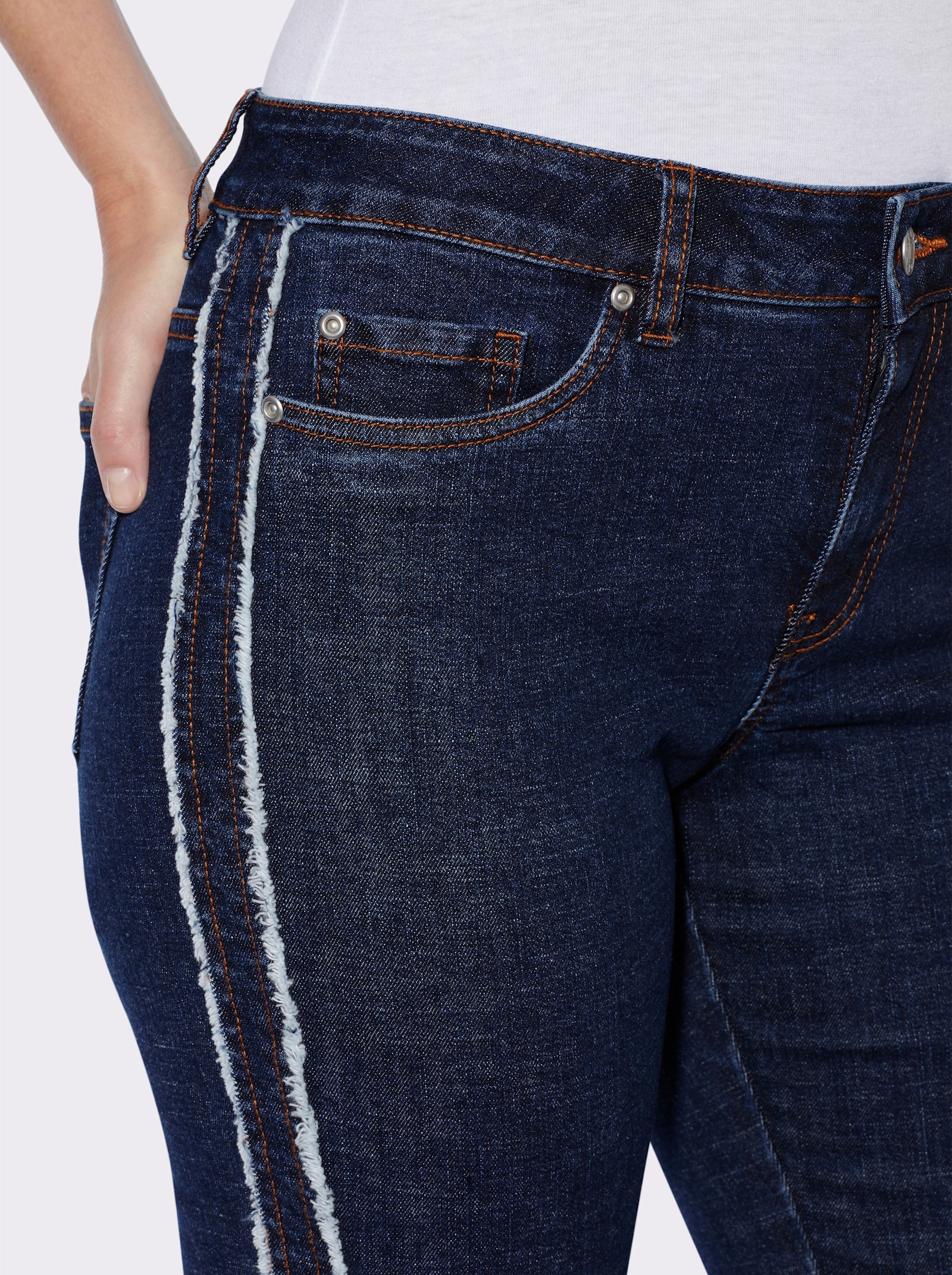 heine 5-Pocket-Jeans mit Galonstreifen - dark blue