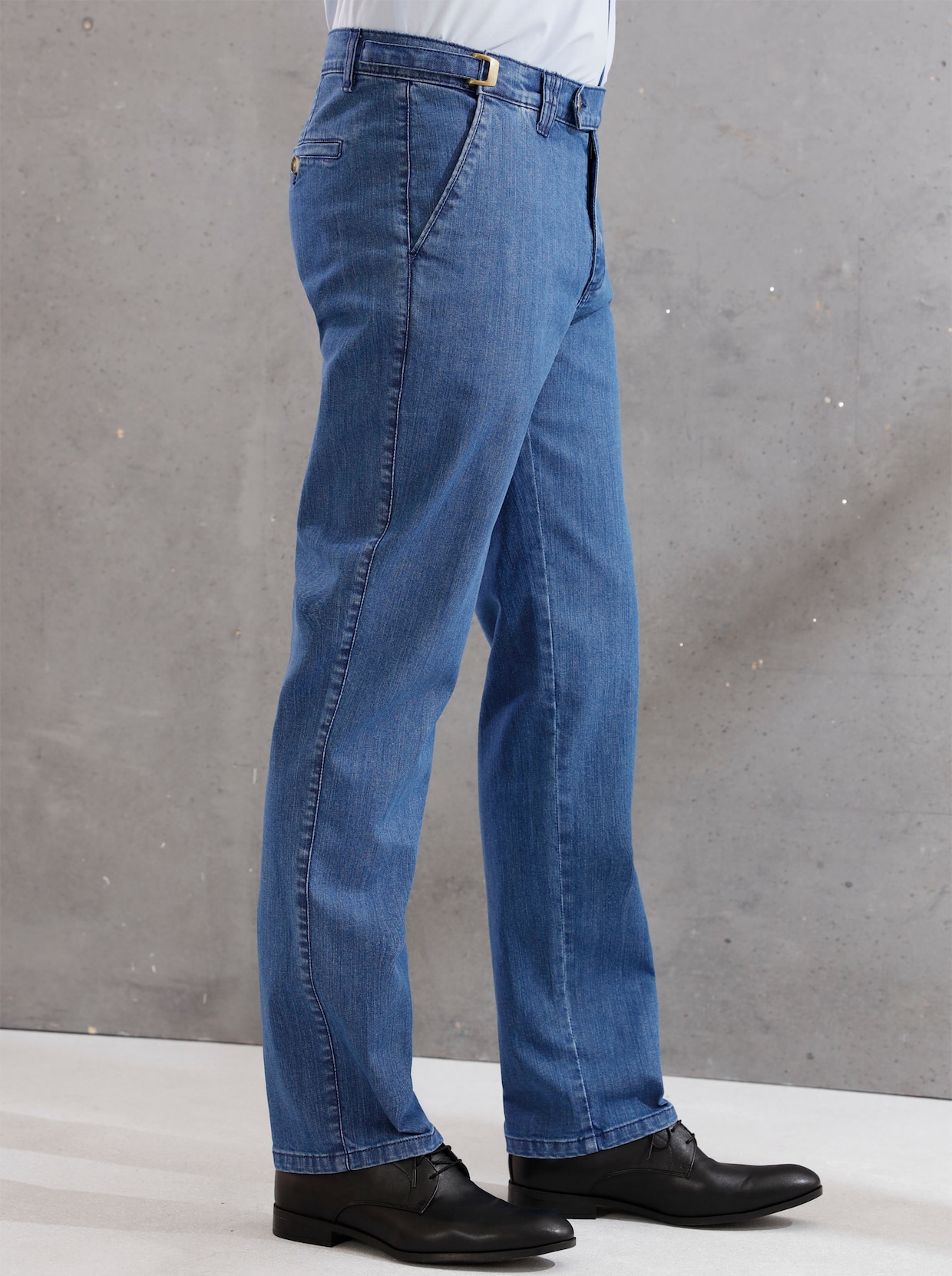 Jeans med justerbart midjeband - blue-stone-washed