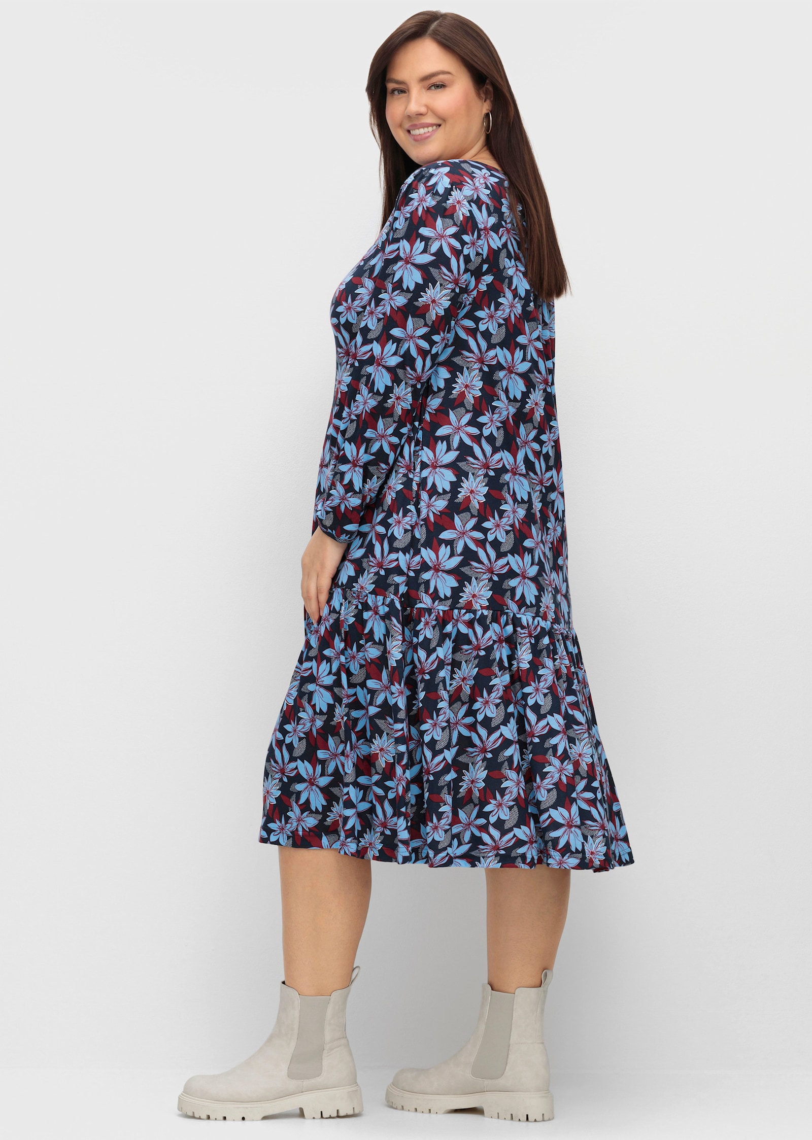 sheego Ankleboots aus Velourslederimitat - natur