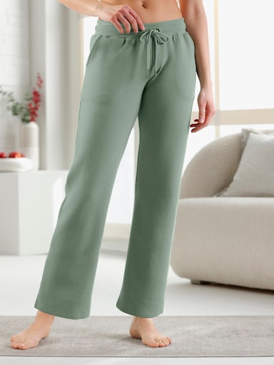 feel good Dehnbund-Hose mit Waffelstruktur - jade