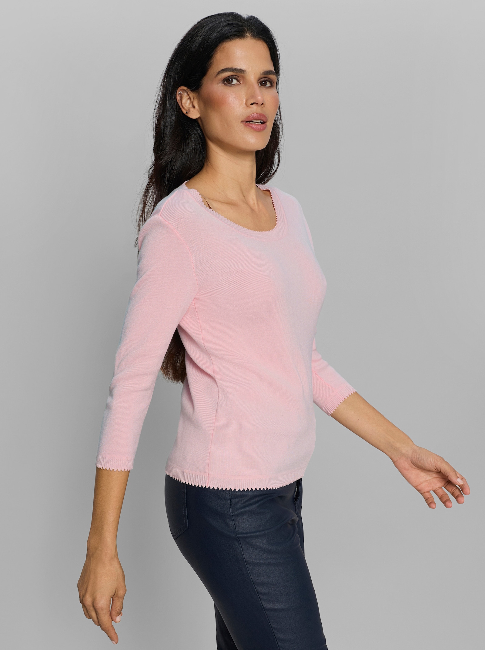 heine 3/4-Arm-Pullover mit Mäusezähnchen - hellrosé