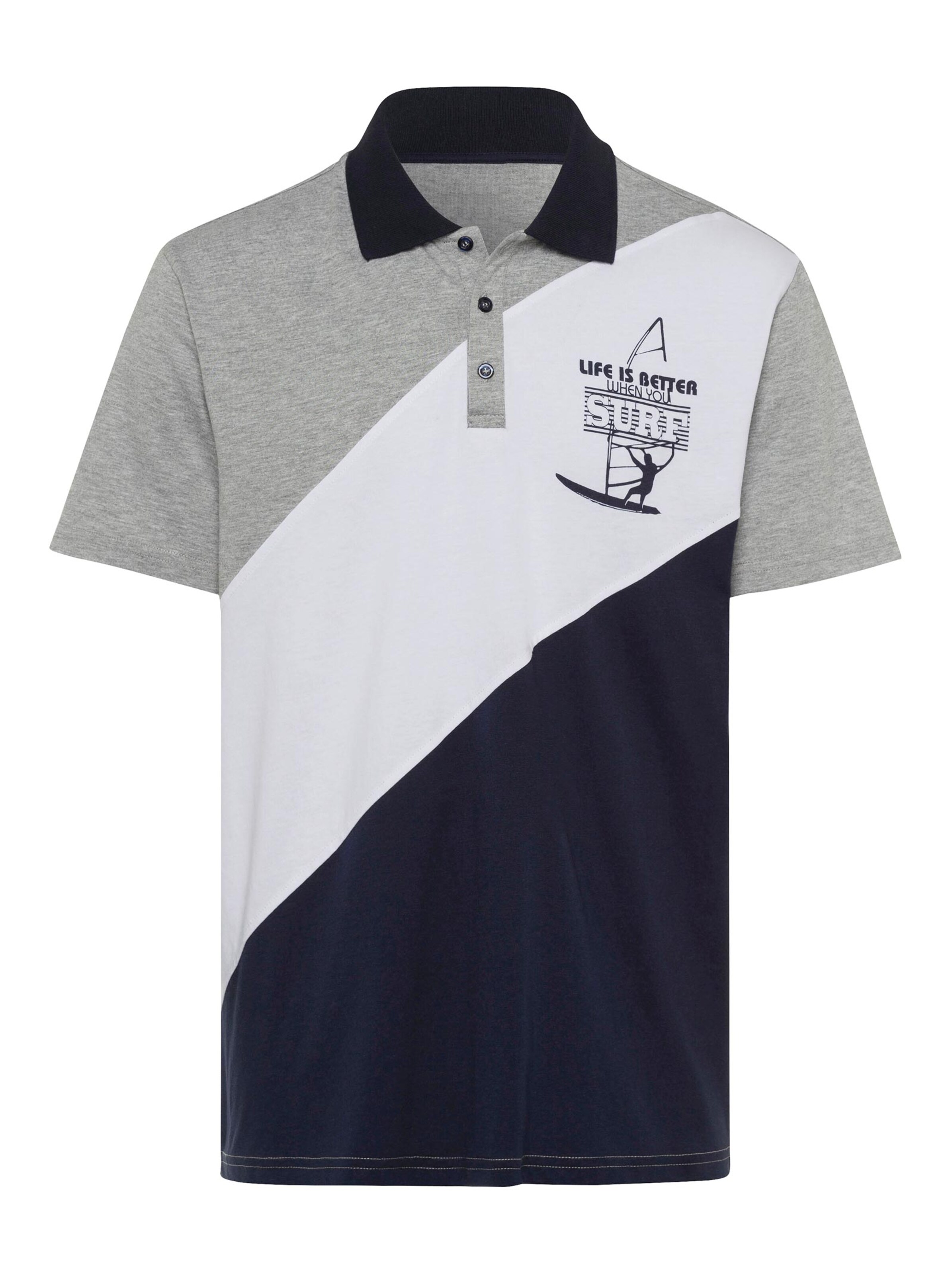 Poloshirt - grau-meliert-gemustert