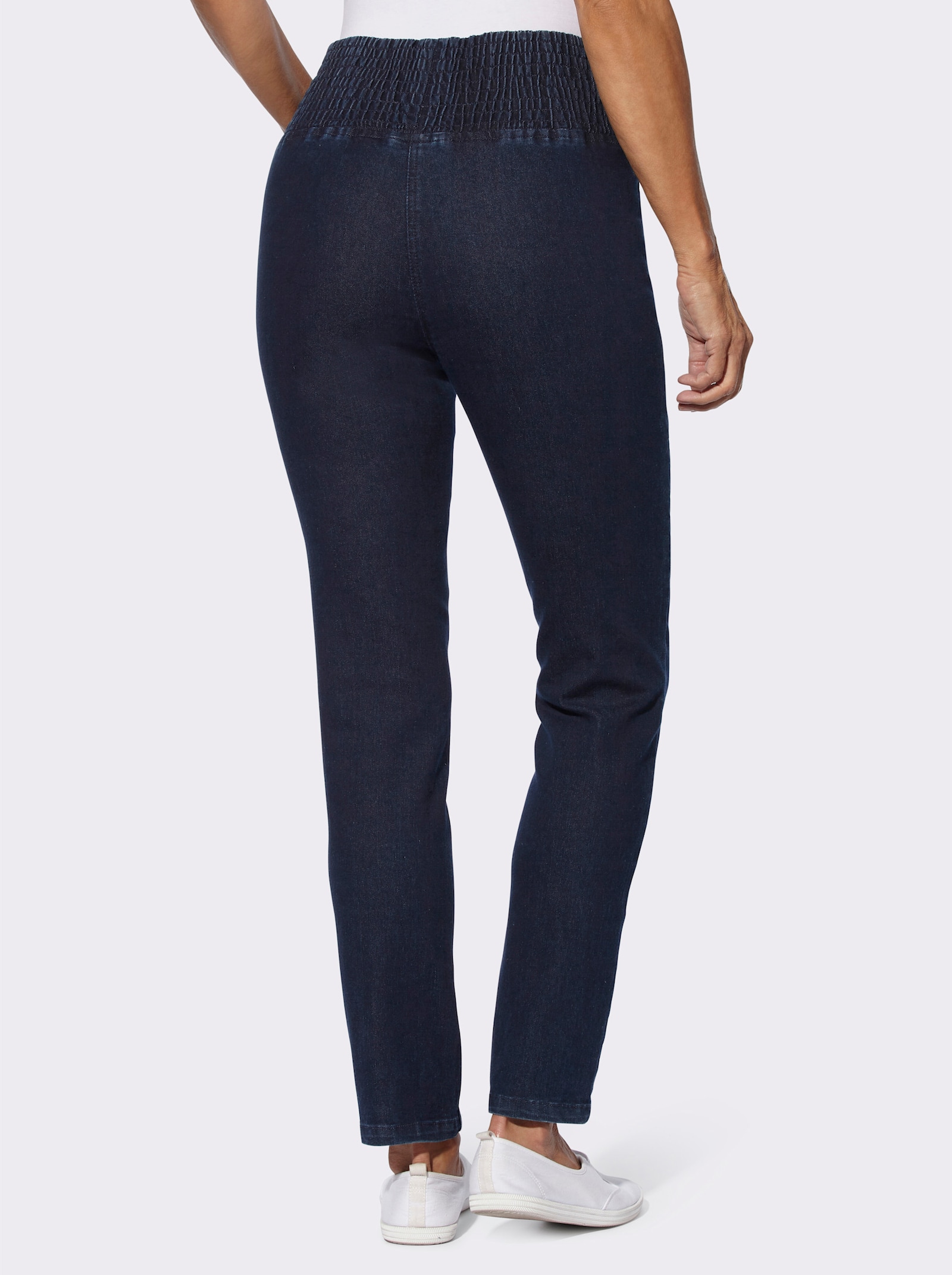 Jeans met gesmokte comfortband rondom - dark-blue