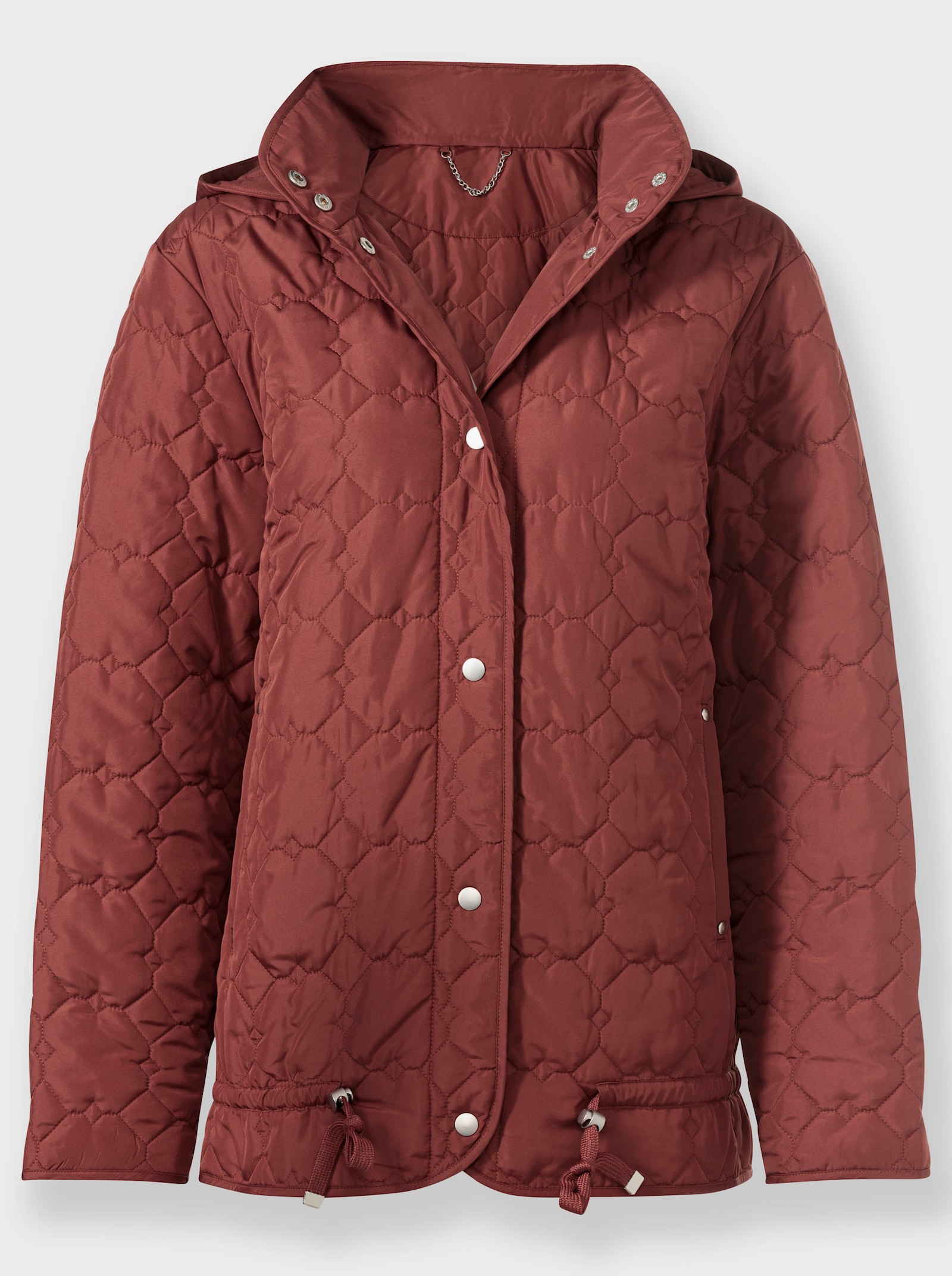 Steppjacke mit Tunnelzug im Saum - rotbraun