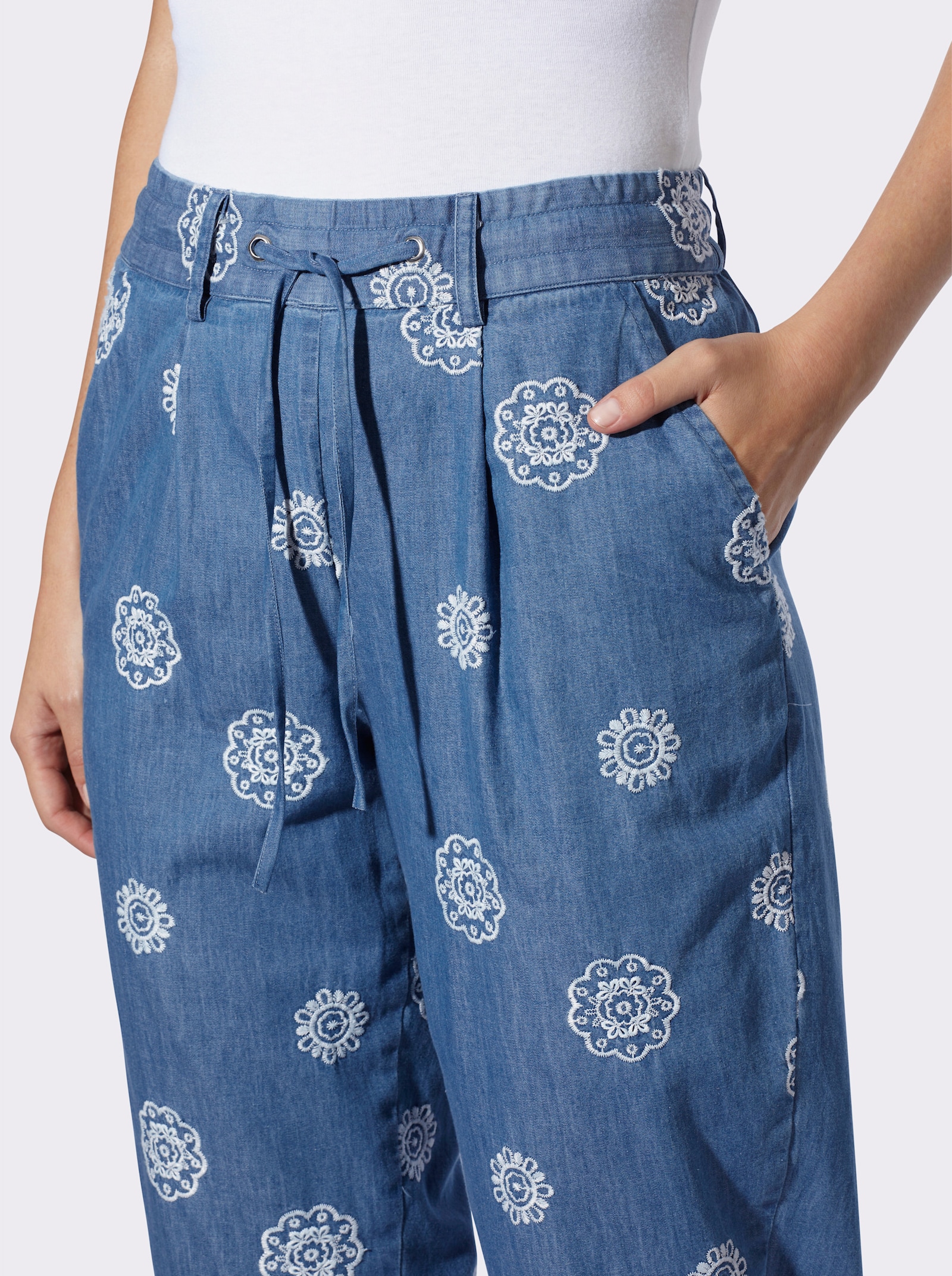 heine Schlupfjeans mit rückwärtigem Dehnbund - blue-bleached