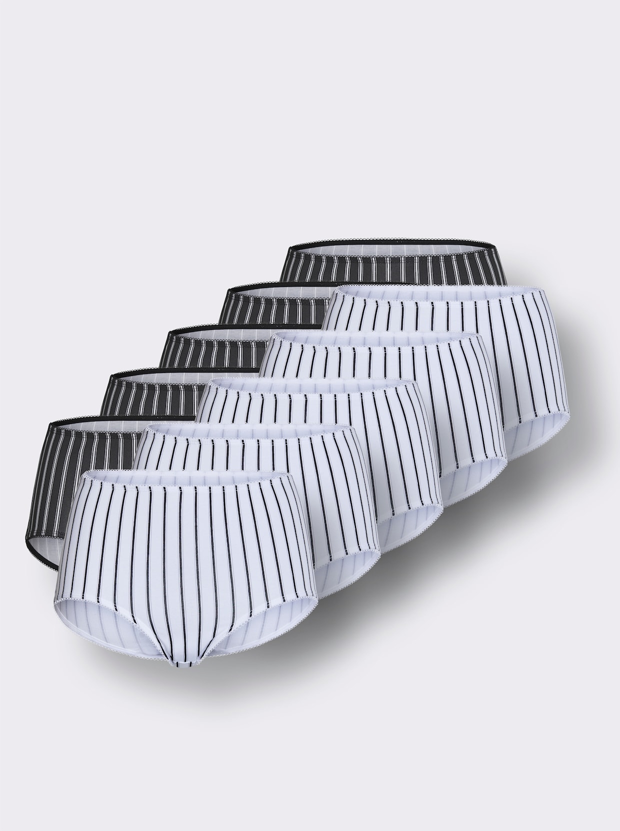 wäschepur Nohavičky so zvýšeným pásom - 5x bielo-čierne pruhovanie + 5x čierno-biele pruhovanie
