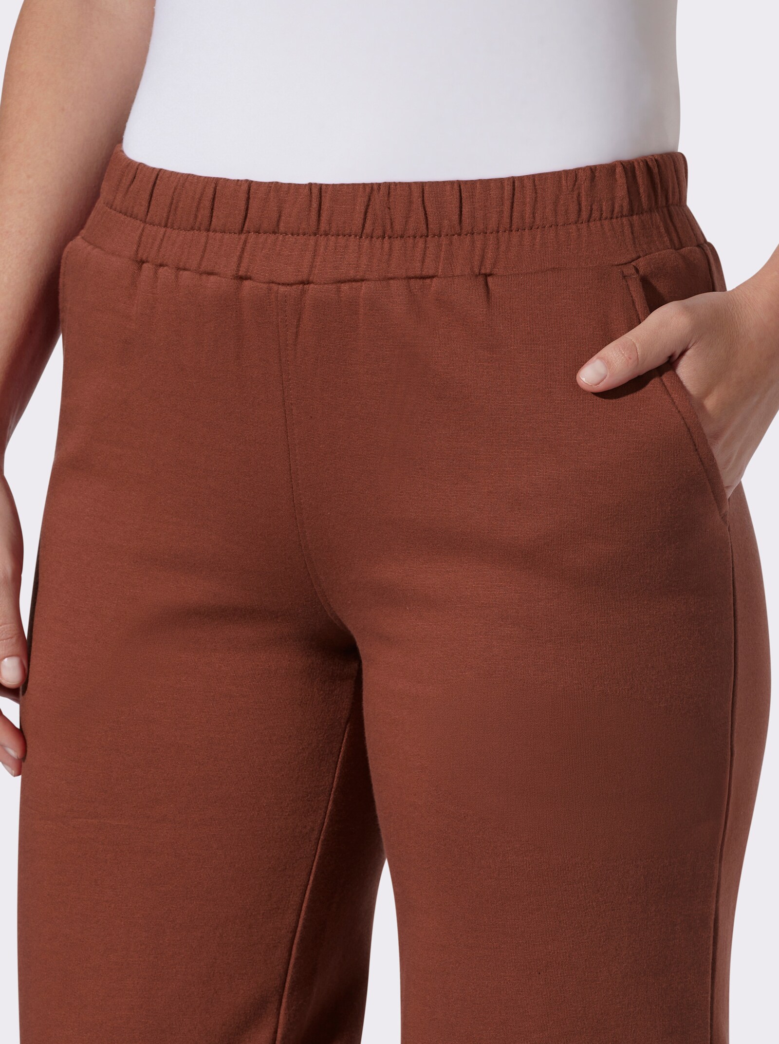 Jerseyhose mit Dehnbund - rotbraun