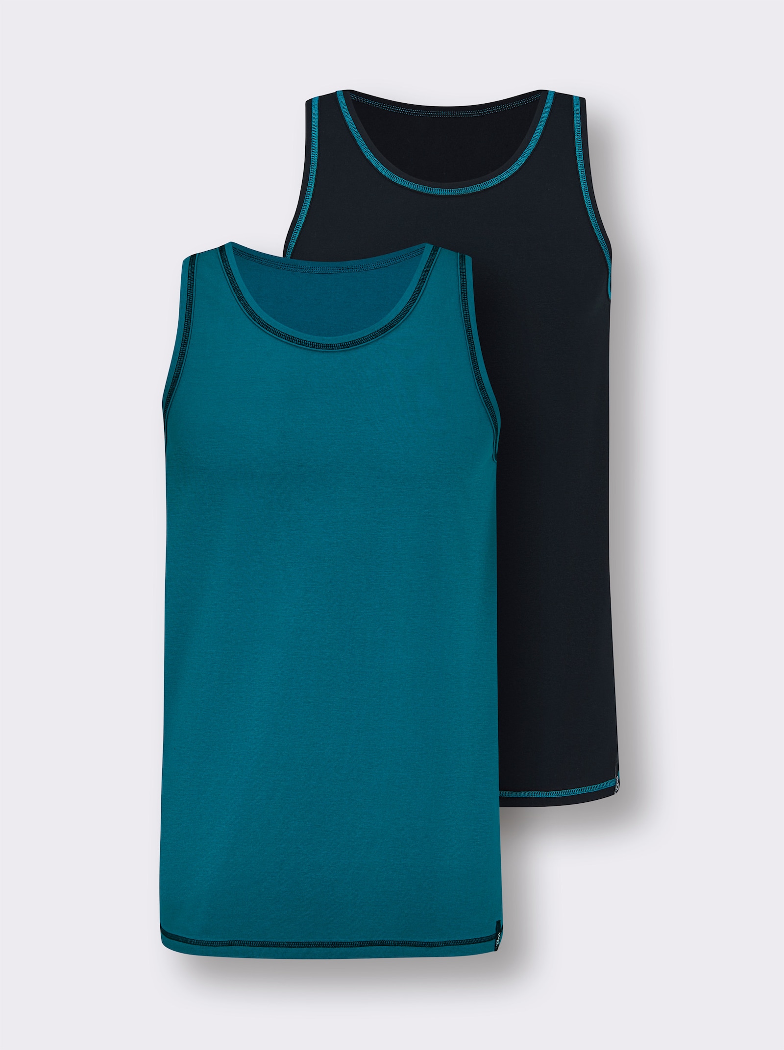 wäschepur men Unterhemd - aquapetrol + schwarz