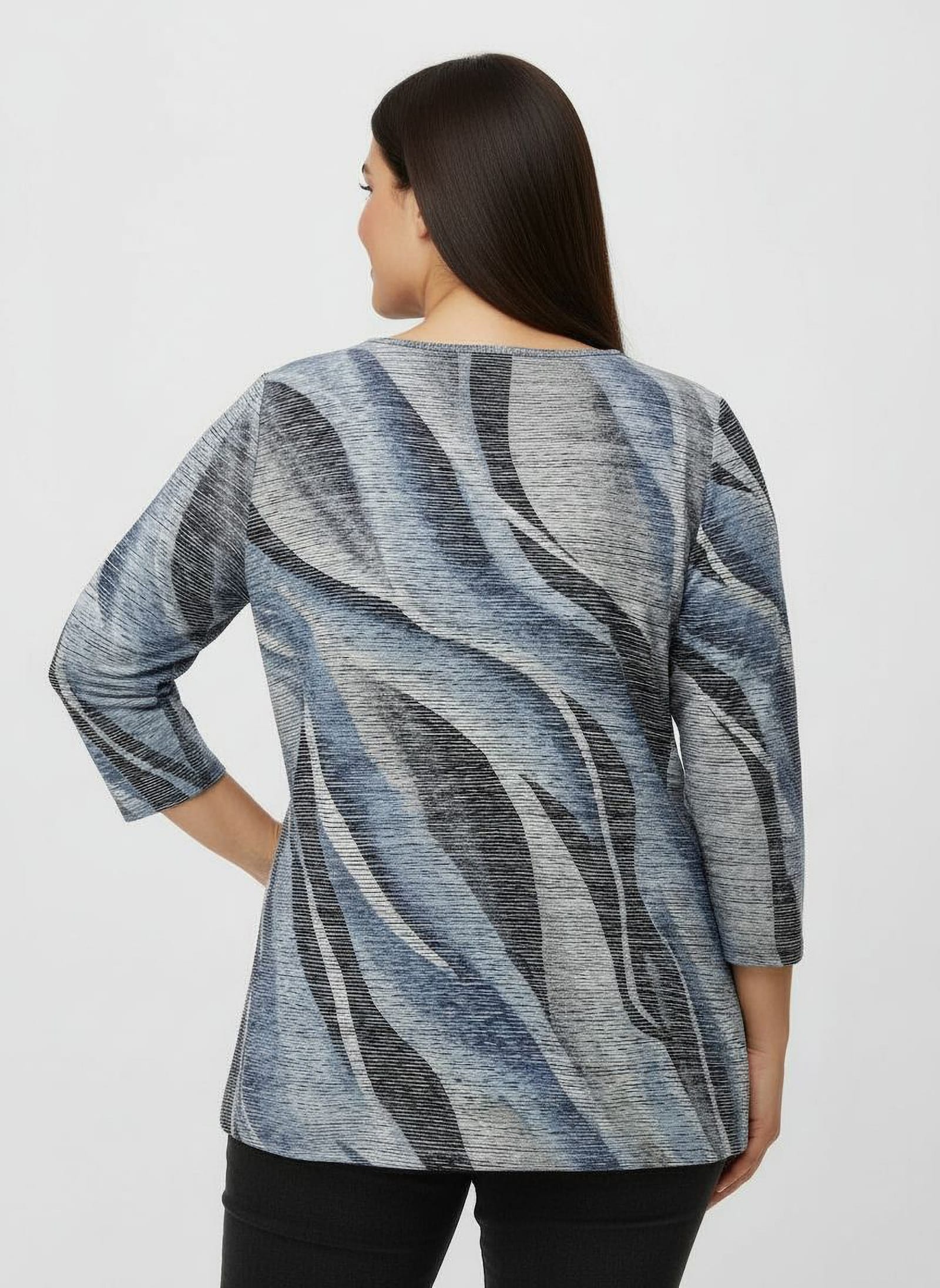 Rundhalsshirt im kombifreundlichen Druckmuster - taubenblau-hellgrau-bedruckt