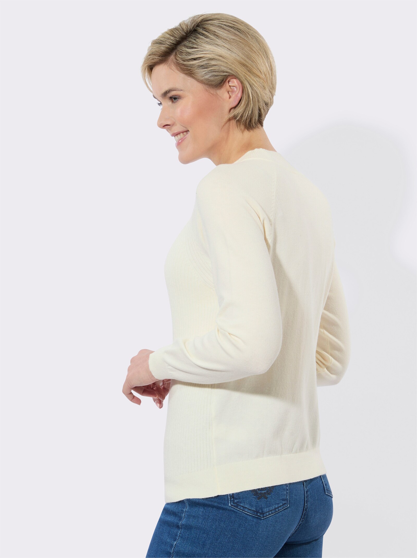 Stehkragenpullover mit Einstrick-Muster - champagner
