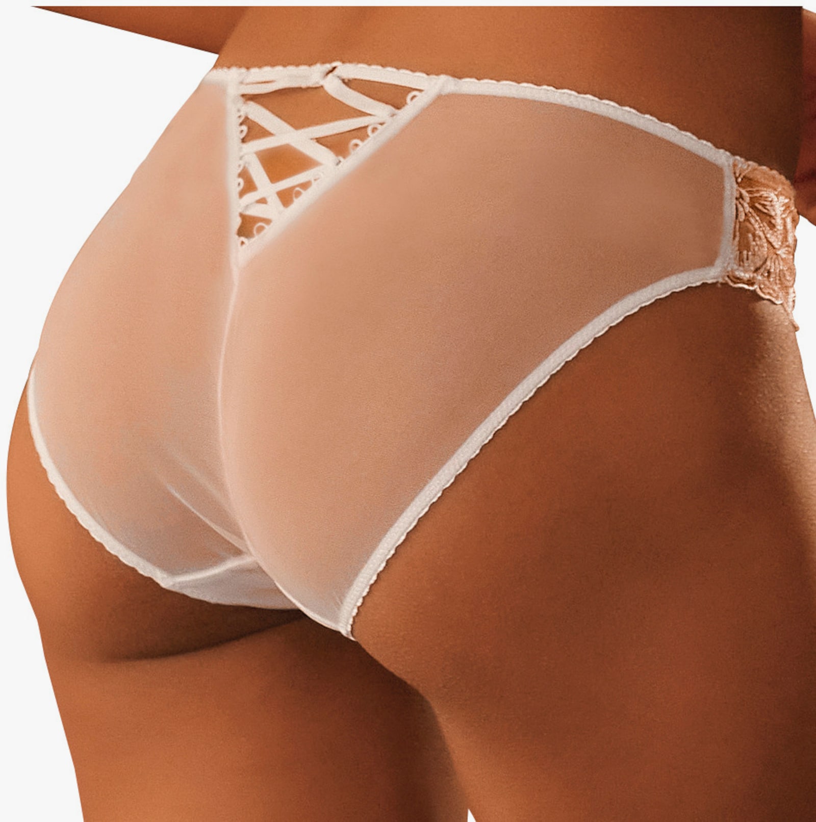 JETTE Tanga - weiß-caramel