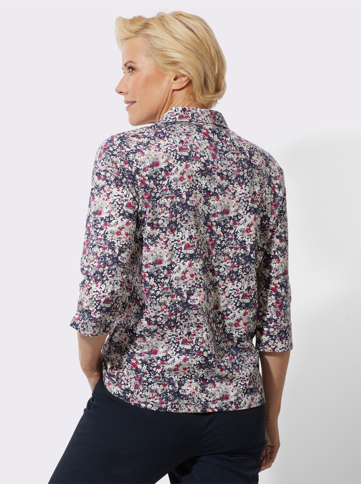 Poloshirt - marine/heide bedrukt
