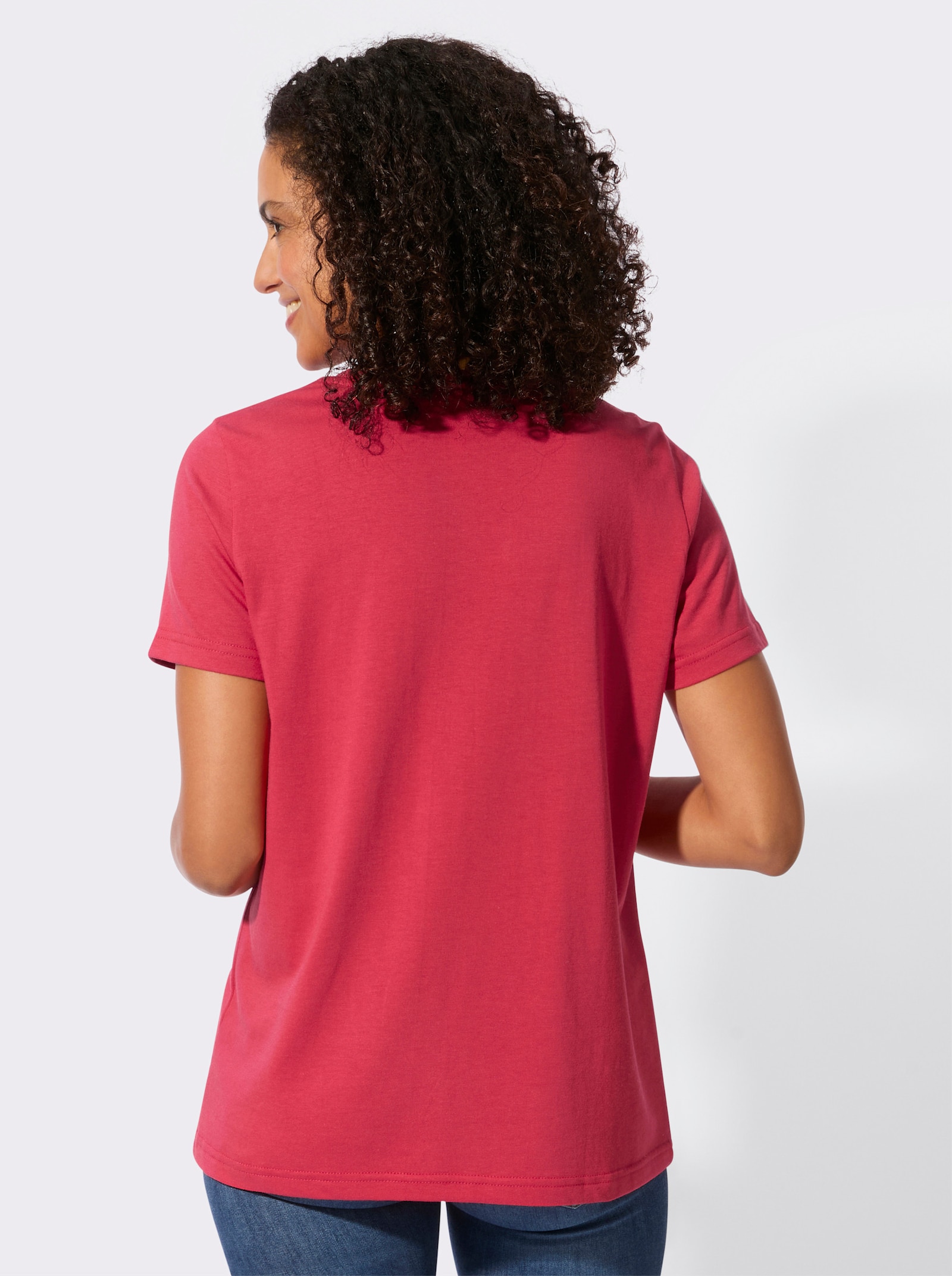 Kurzarmshirt mit Grafik-Print - erdbeere-sand