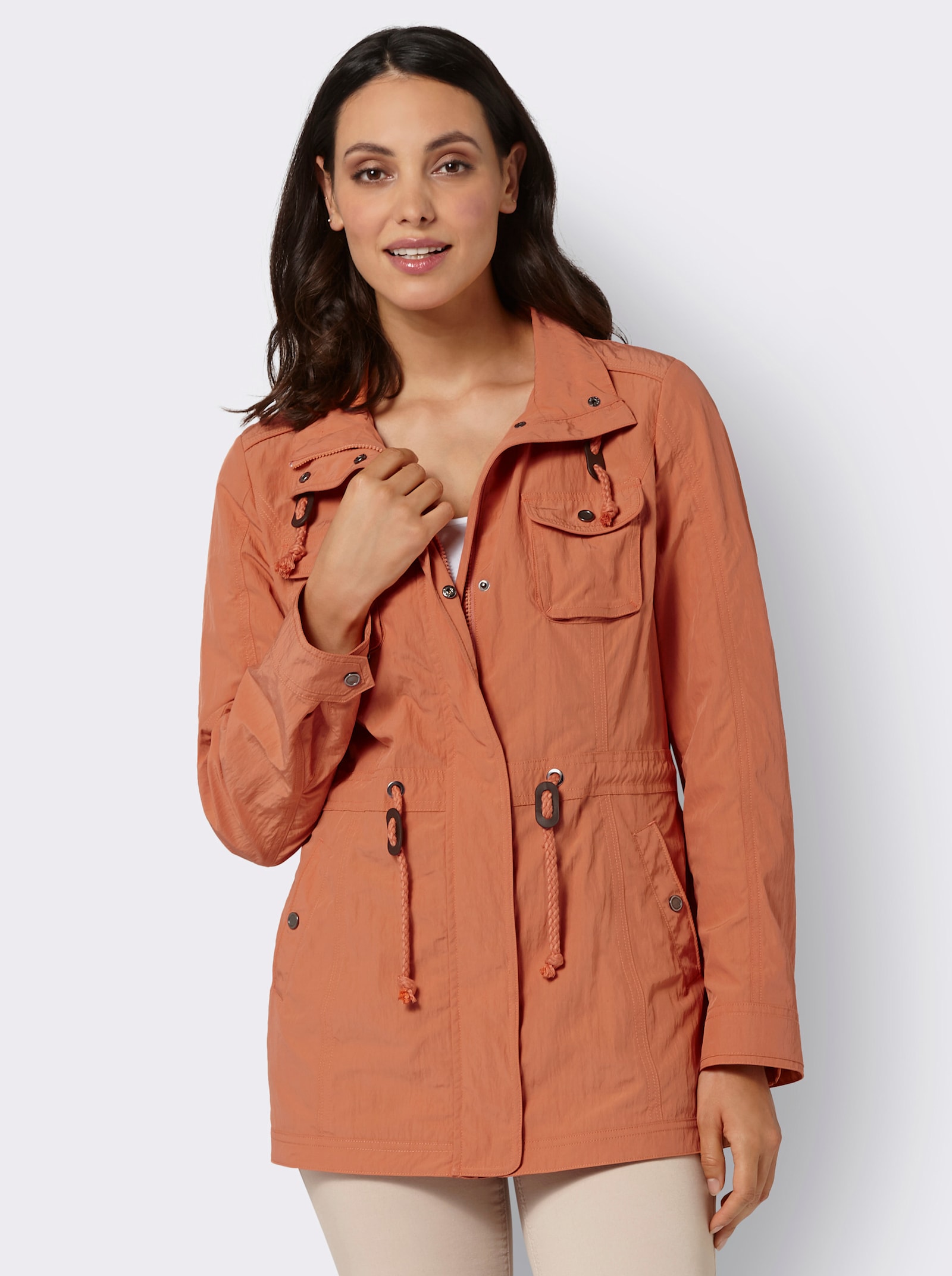 Übergangsjacke in Crash-Optik - papaya