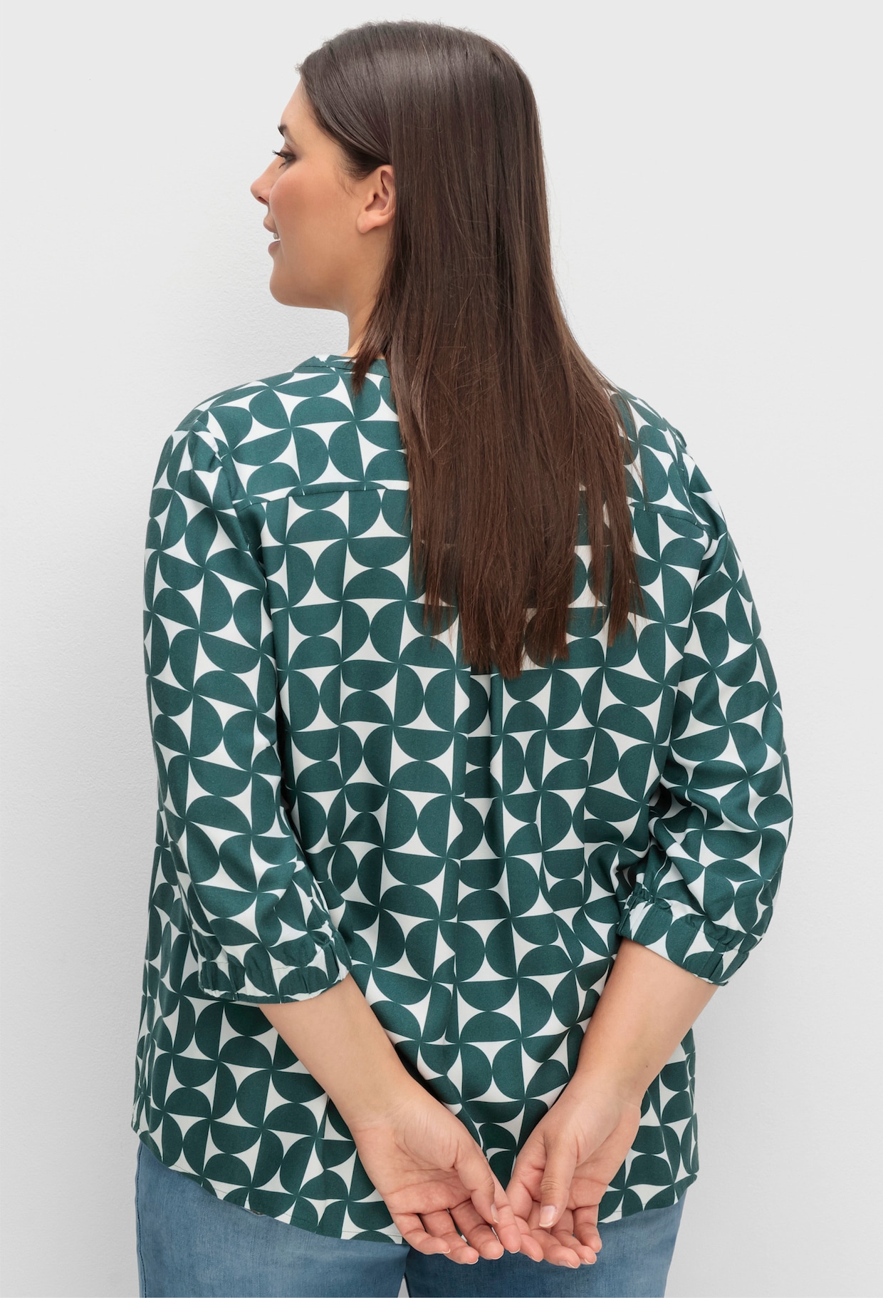 sheego Tuniek - diepgroen gedessineerd