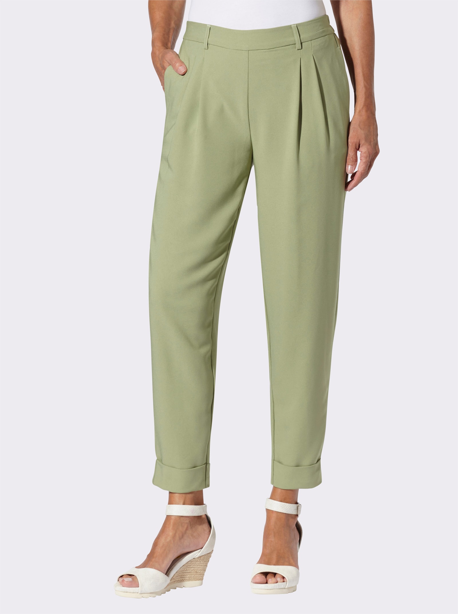 Bundfaltenhose mit fixiertem Saum - schilf