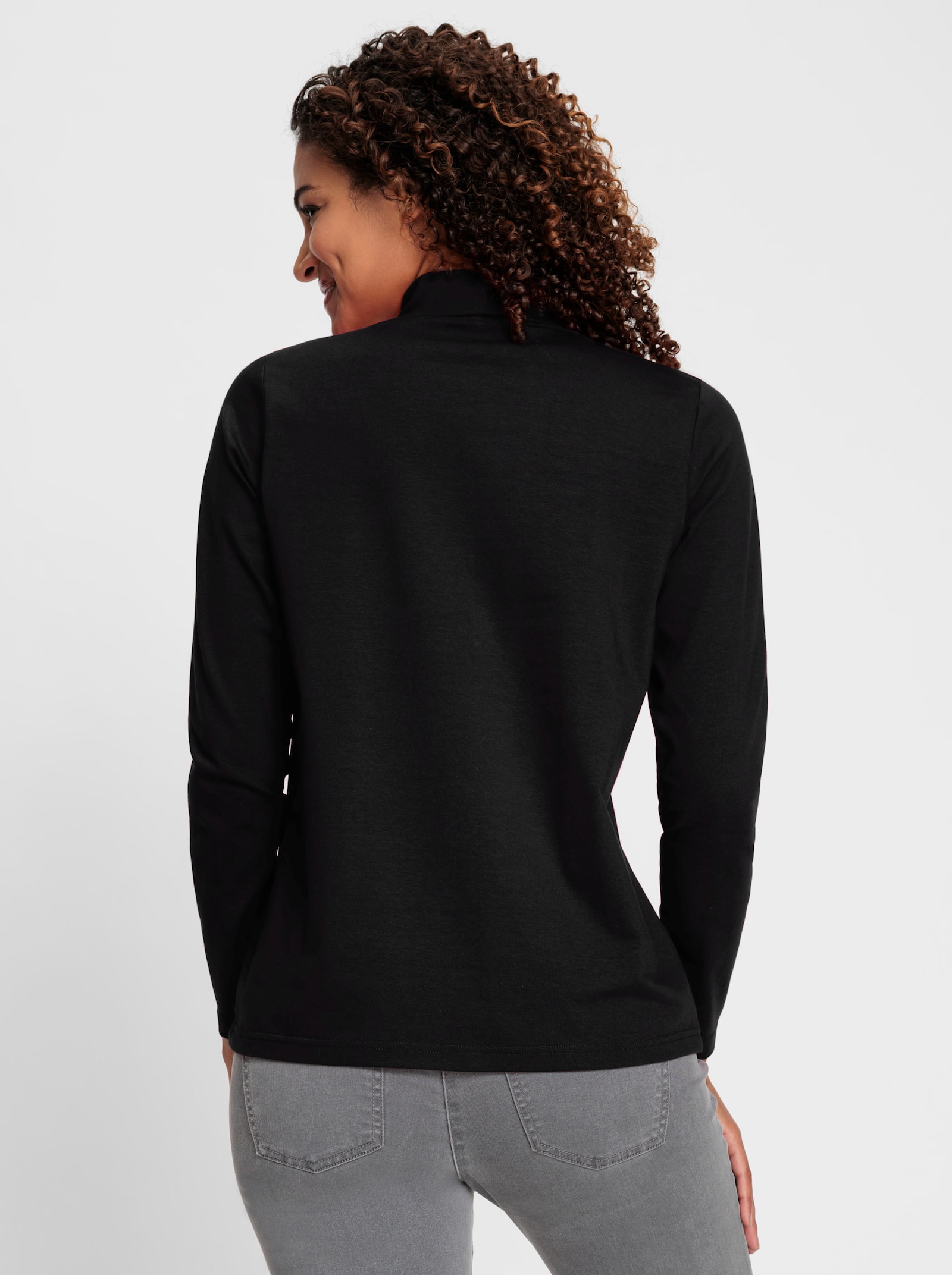 Rollkragenshirt mit zertifizierter Baumwolle - schwarz