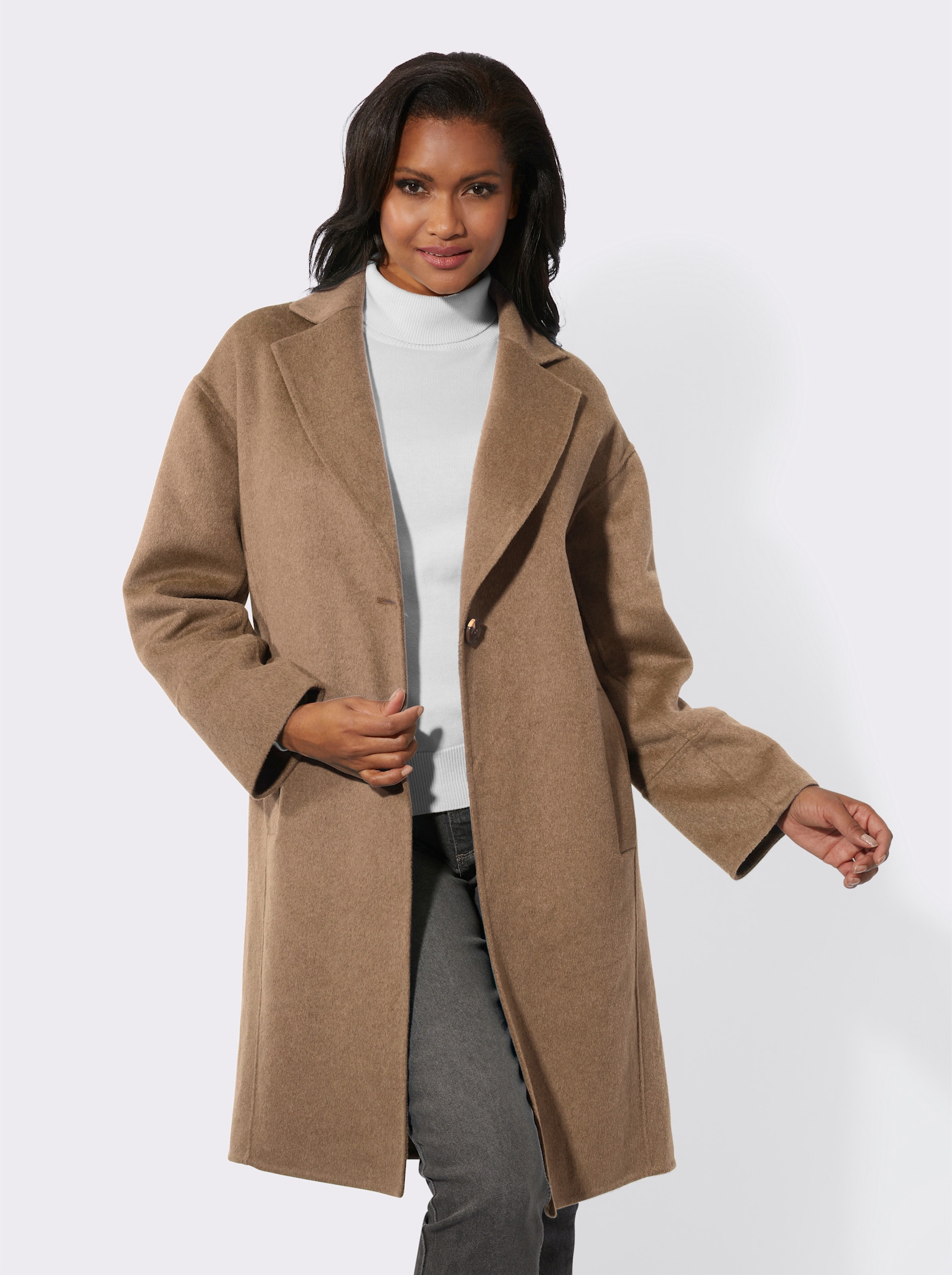 Kurzmantel in Doubleface-Qualität - camel