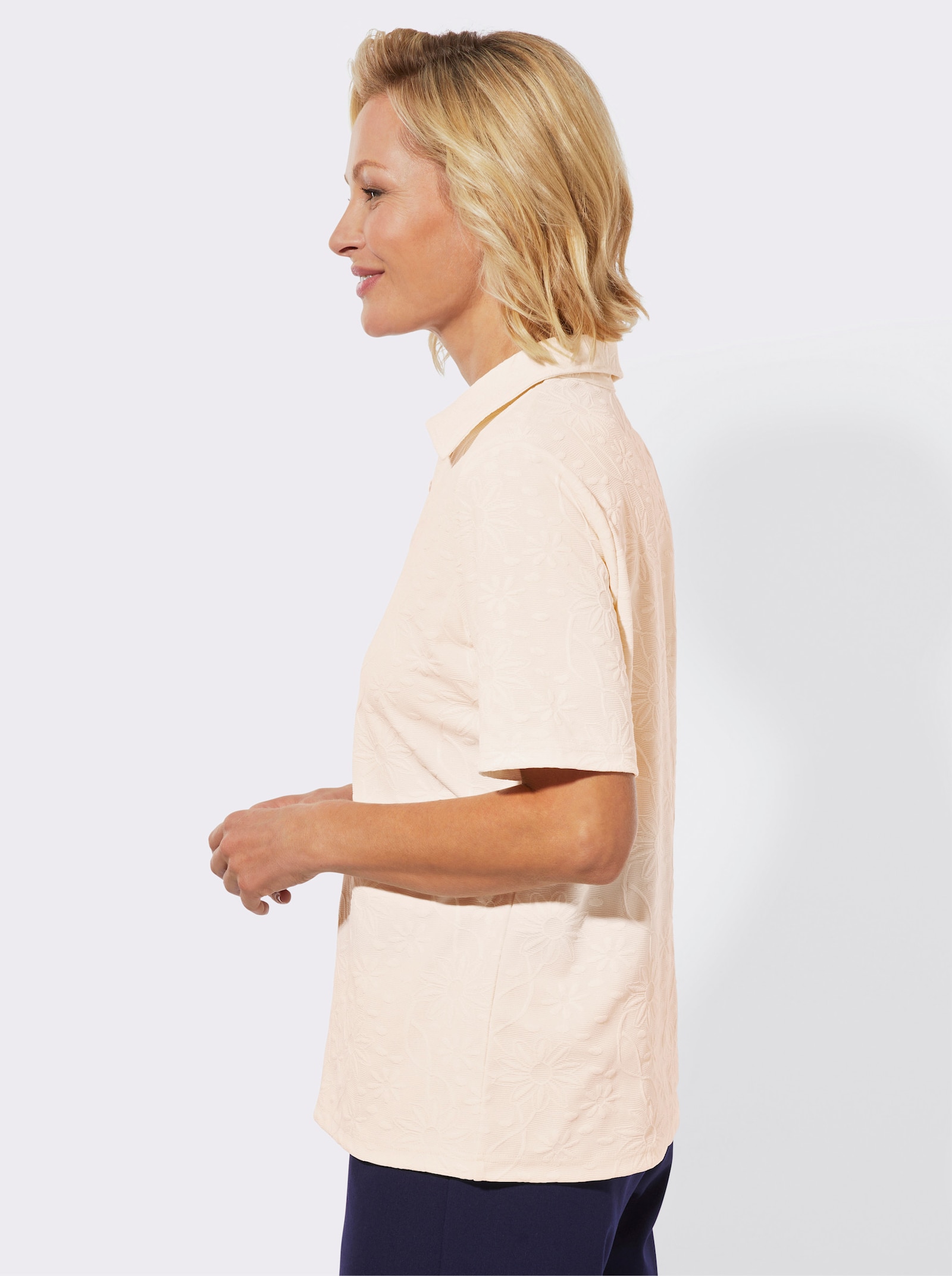 Poloshirt mit Struktur-Jacquard - champagne