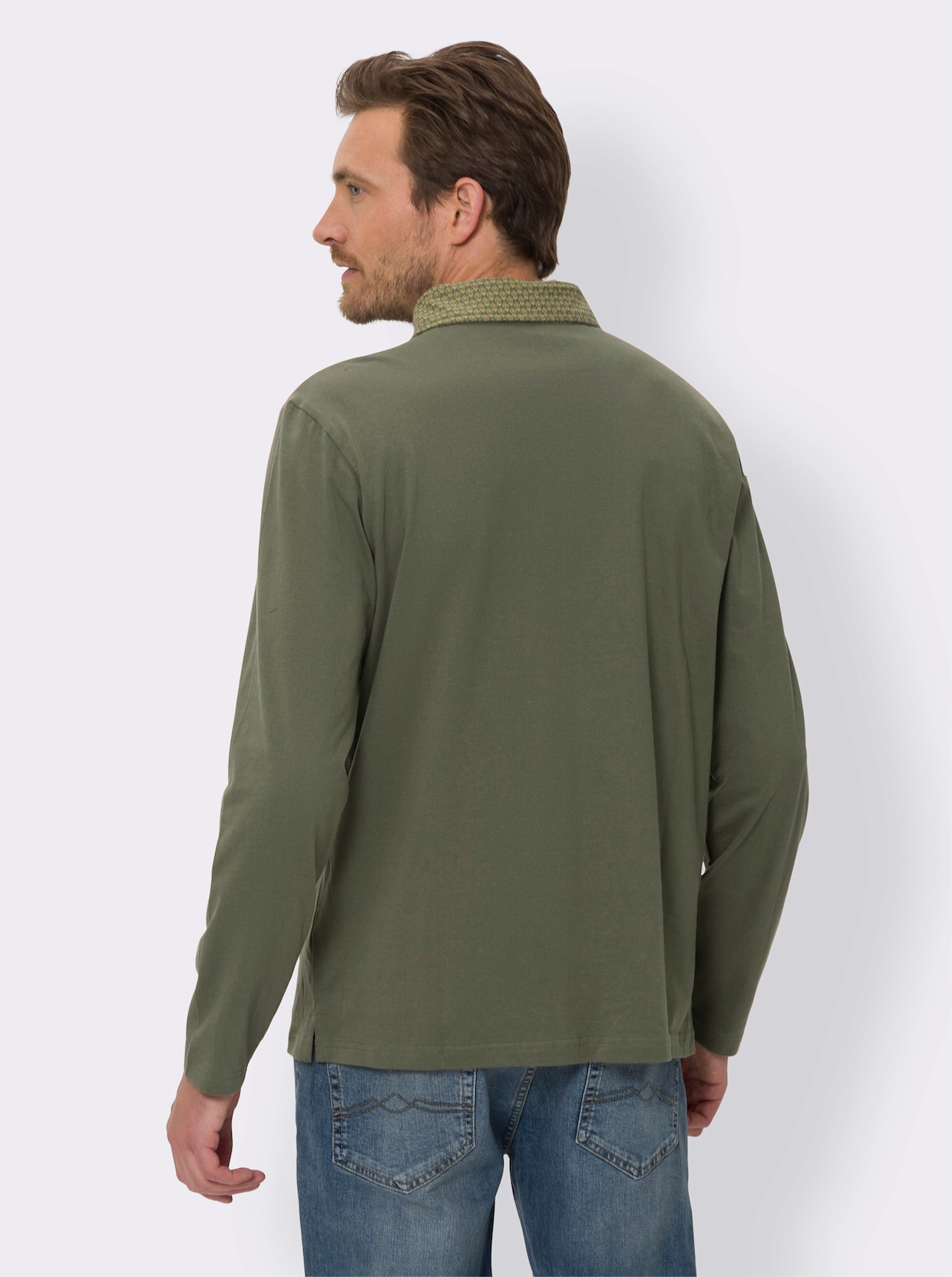 Langarm-Poloshirt - khaki