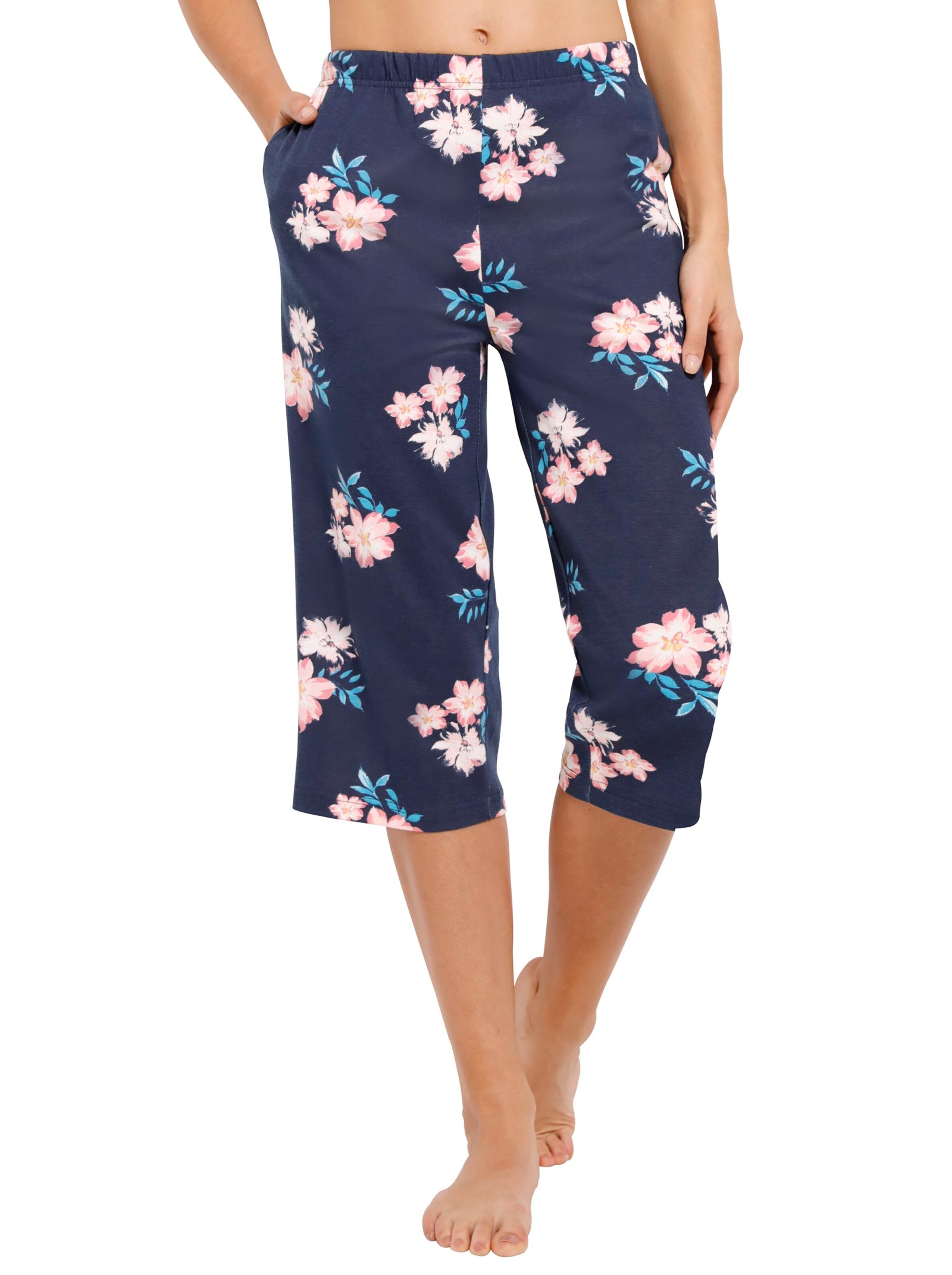 Capri-Freizeithose - marine-bedruckt
