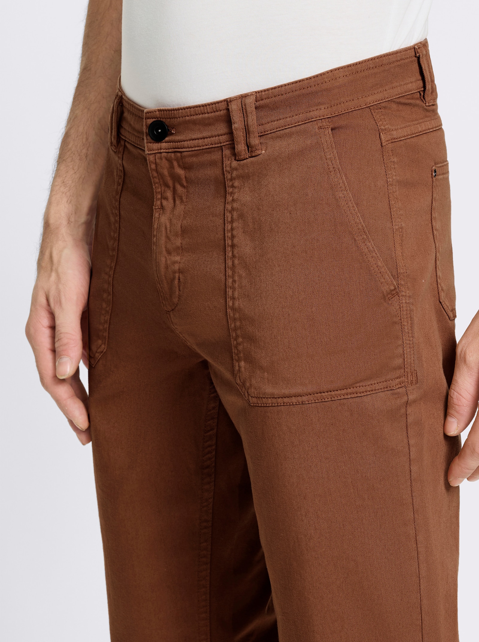 Marco Donati Hose in Twill-Qualität, enzymgewaschen - cognac
