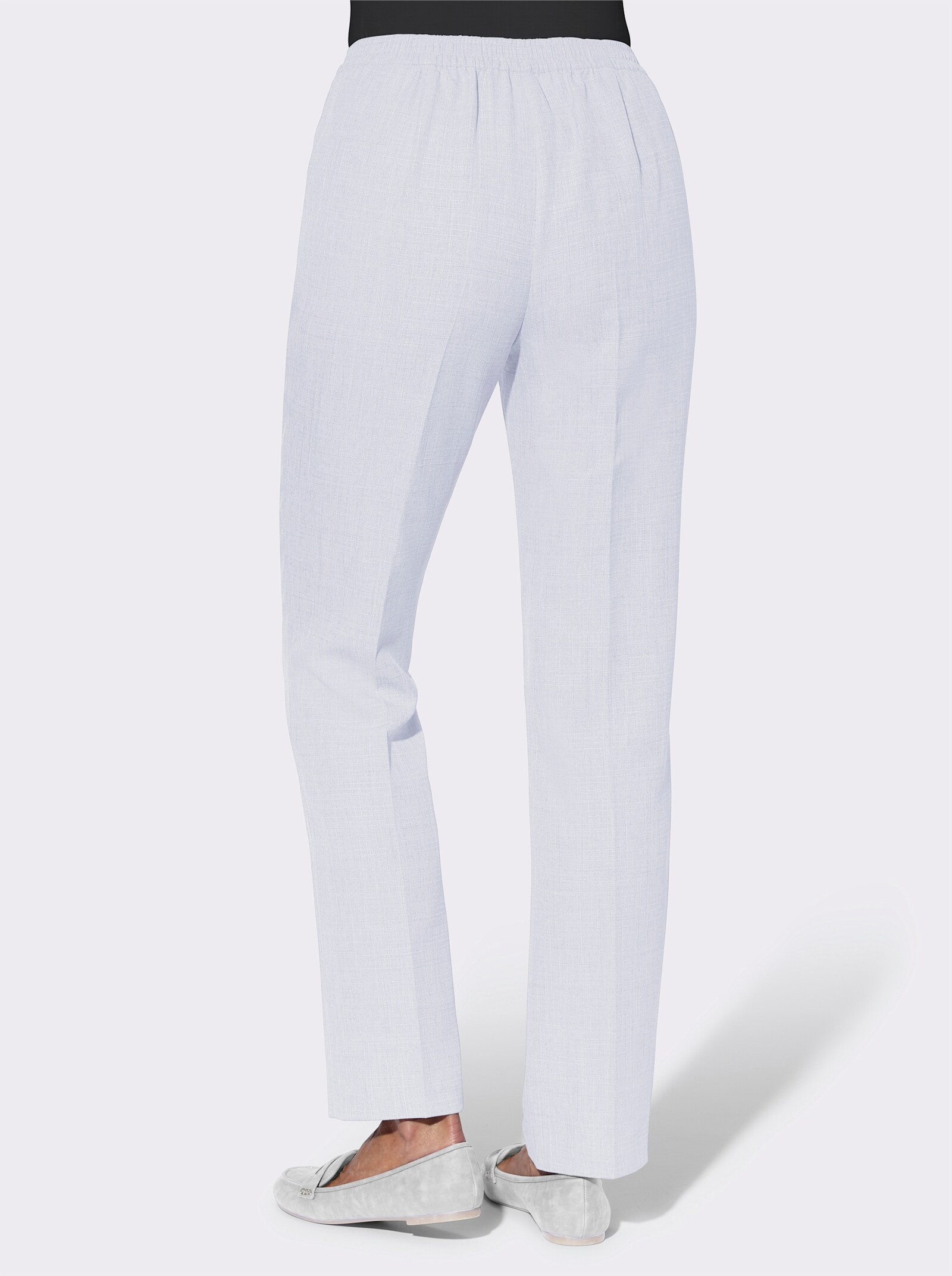 Comfortbroek met siergesp - ecru