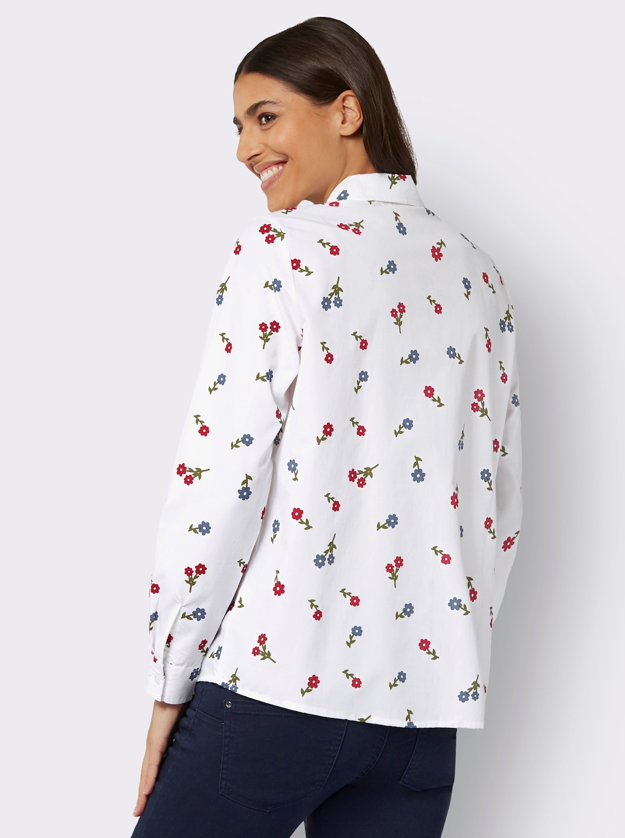 Overhemdblouse - wit/rood geprint