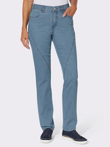 Jeans mit Ziernähten vorne - blue-bleached
