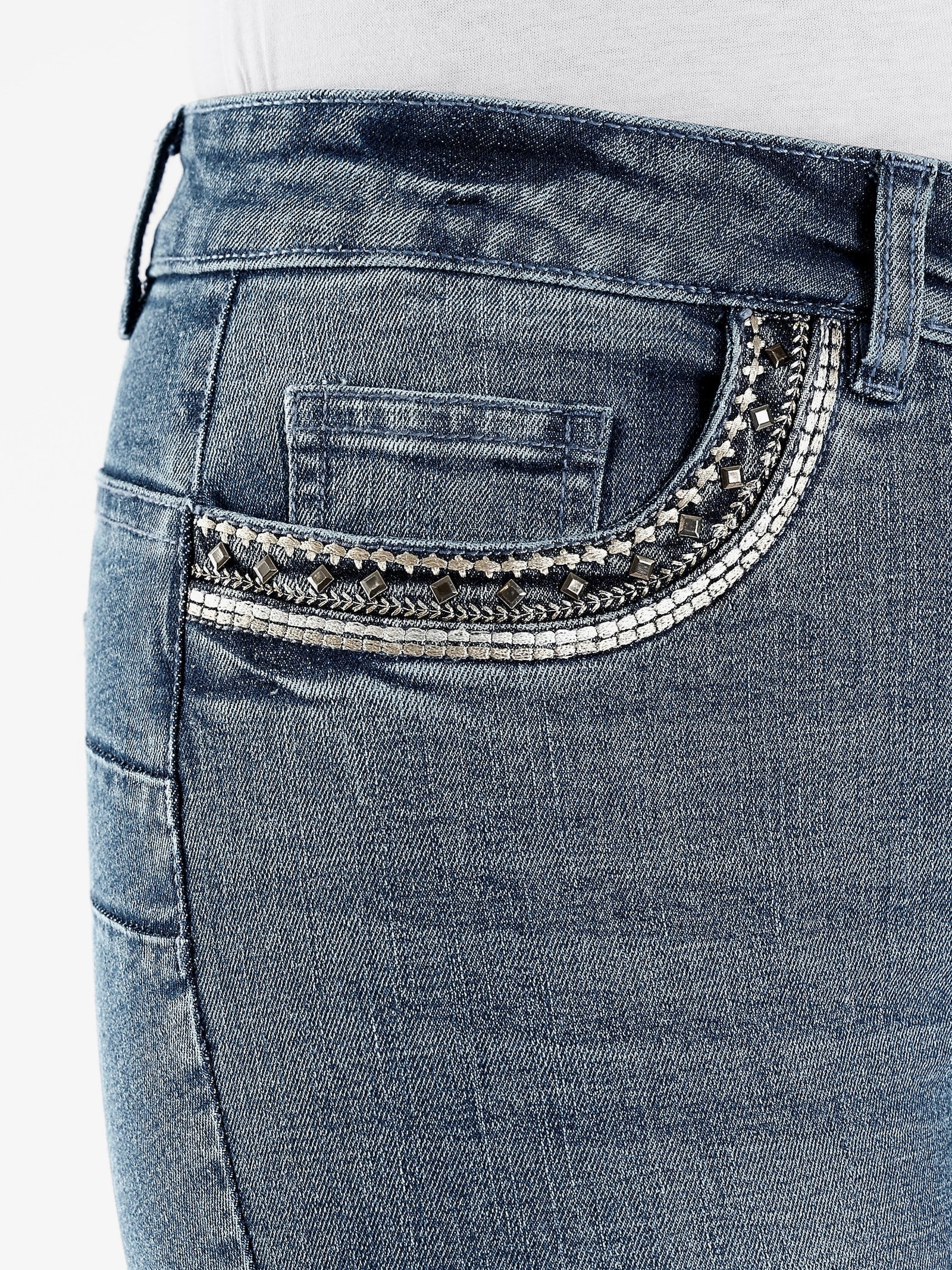 heine Jean push-up avec coutures décoratives - bleu blanchi