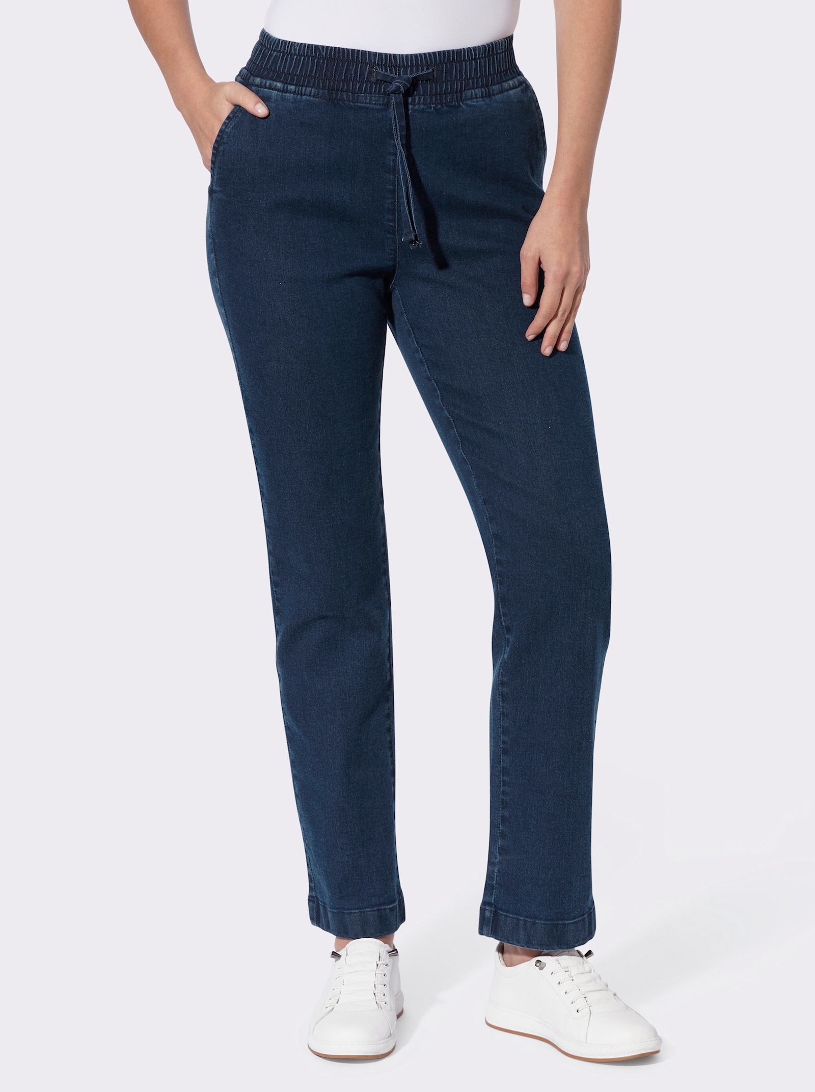 Jeans mit Rundum-Dehnbund - blue-stone-washed