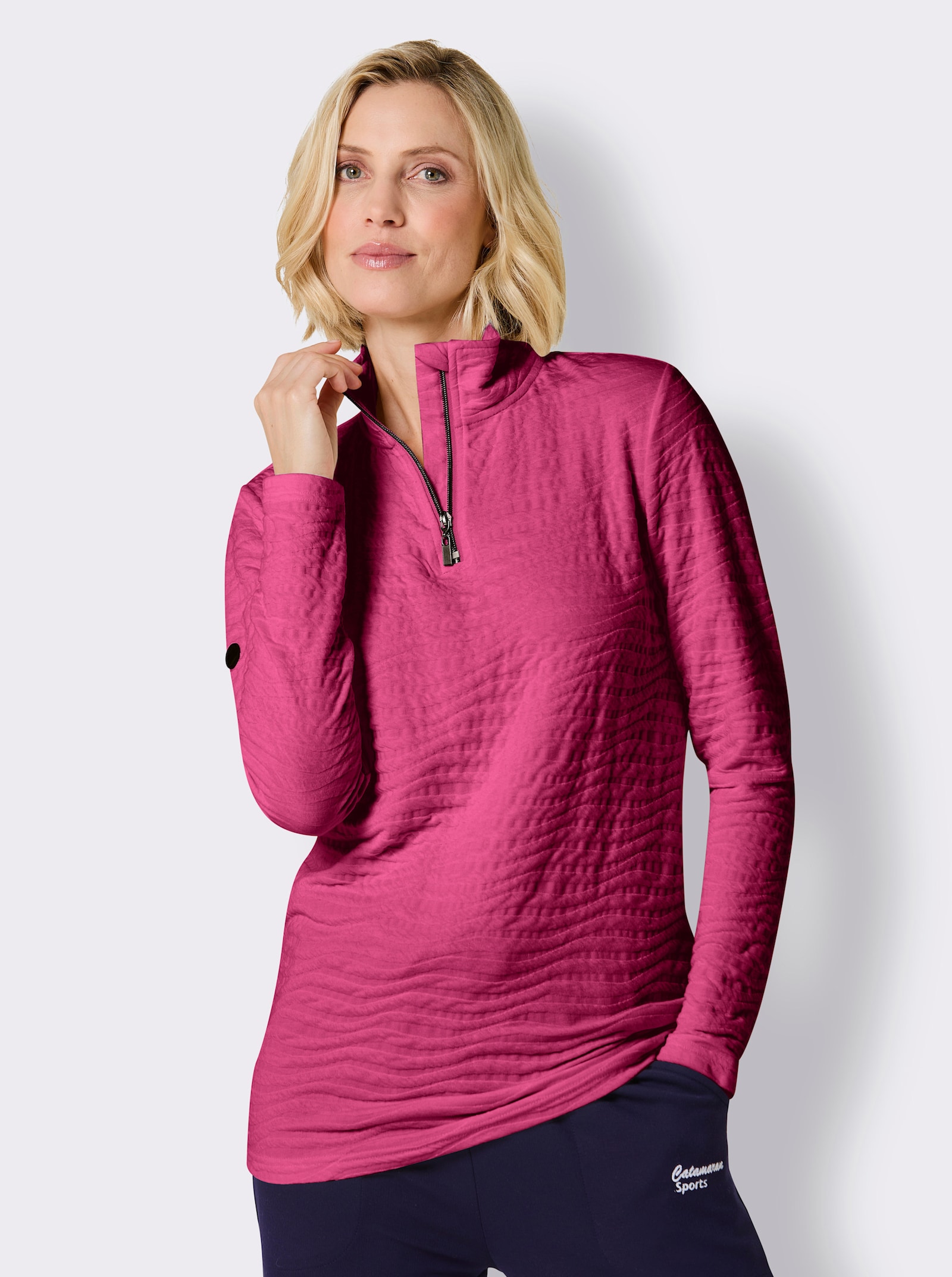 Catamaran Sports Sweatshirt in Struktur-Qualität - fuchsia