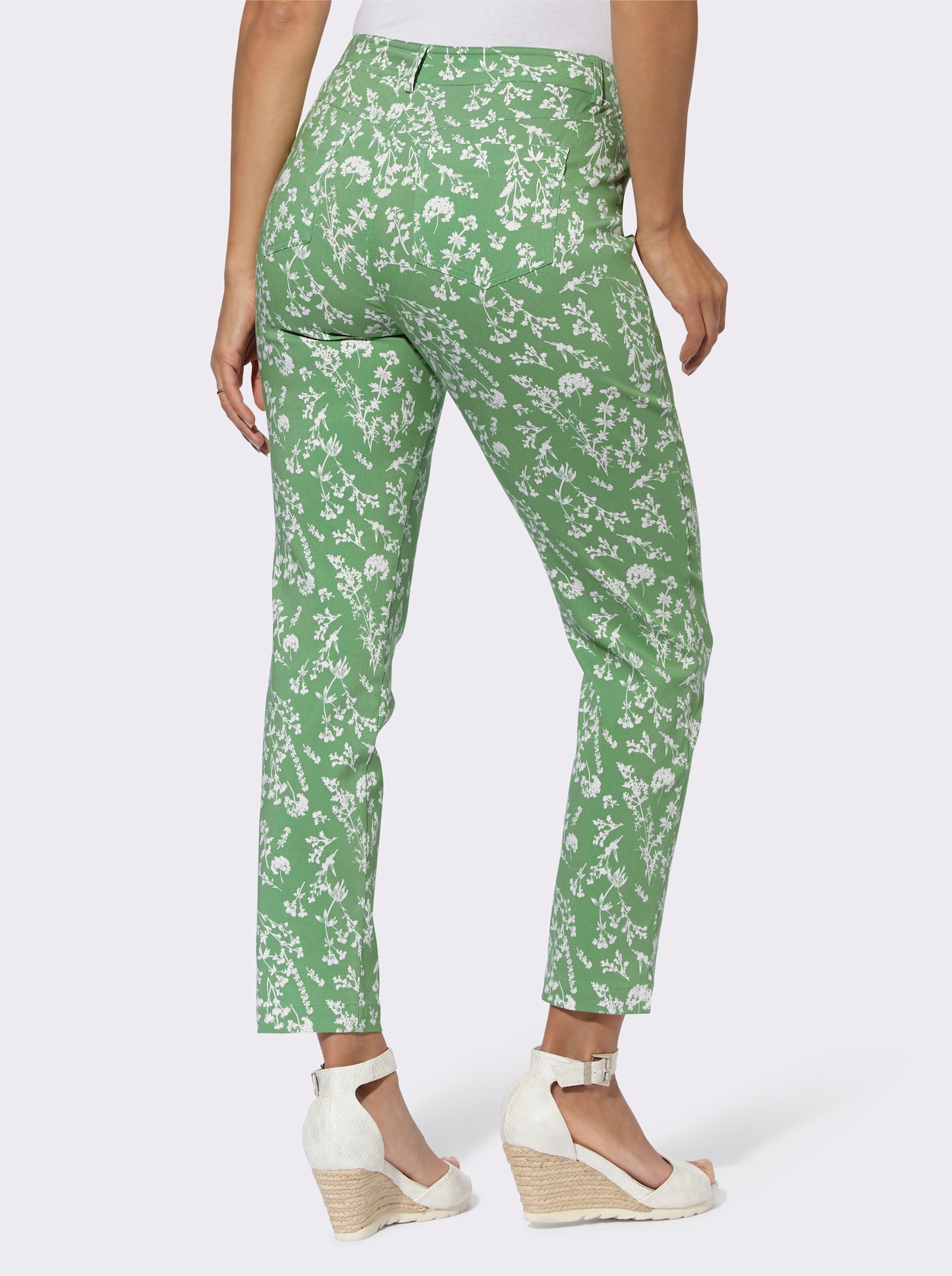 Bengalinhose mit floralem Druck - apfel-ecru-bedruckt