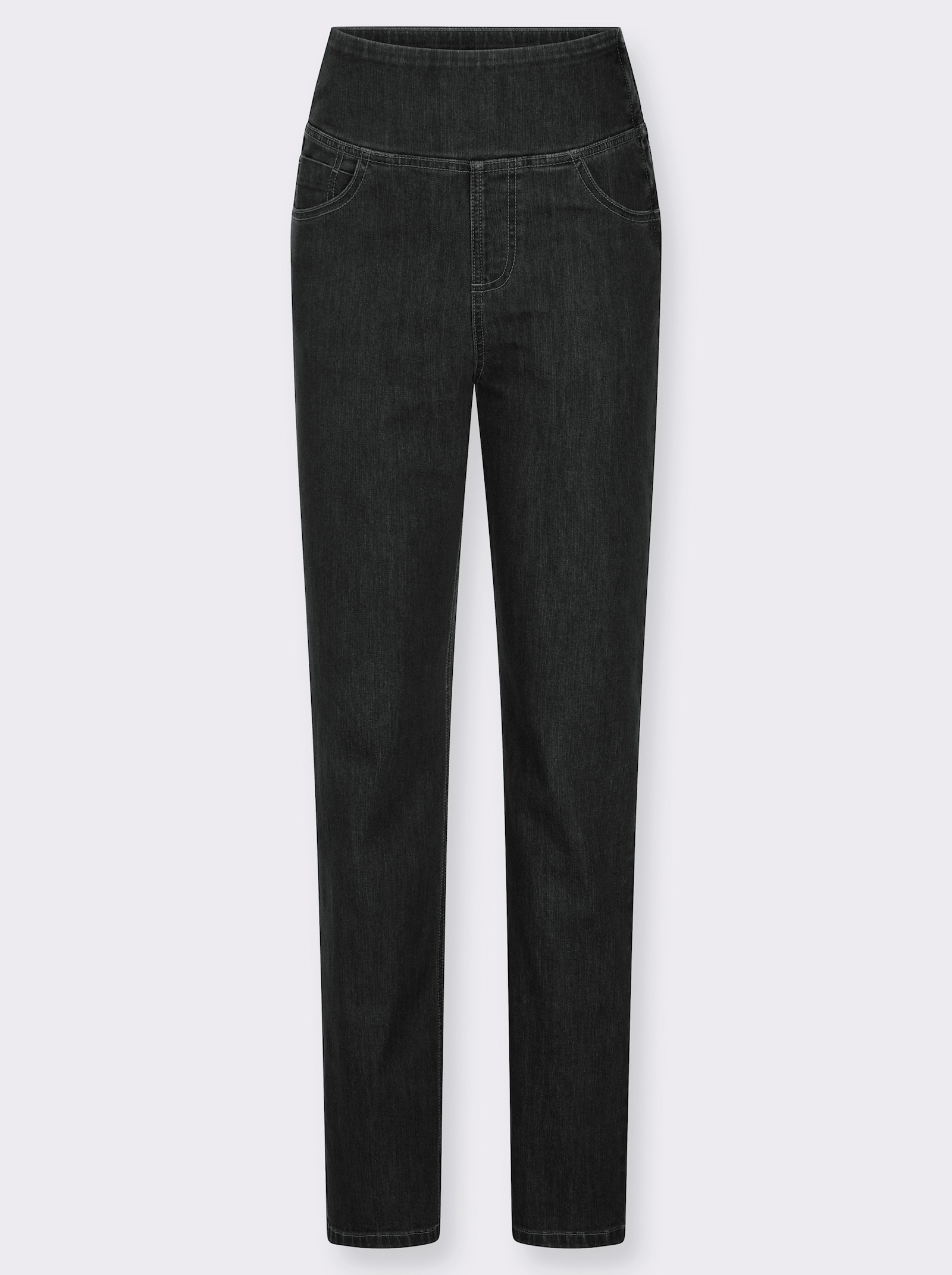 Gerade Jeans mit hohem Bund - black-denim