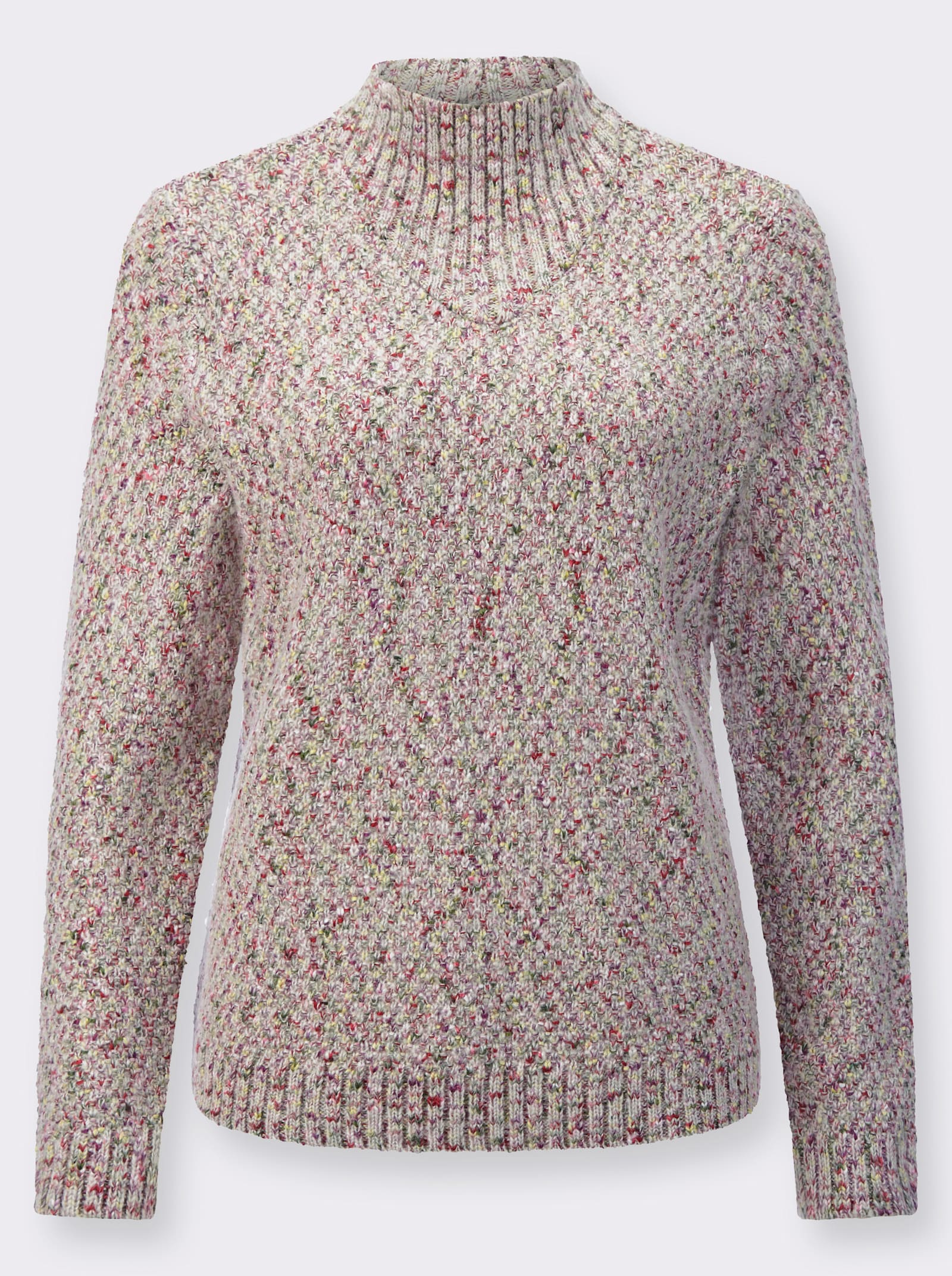 Stehkragenpullover mit weichem Tragegefühl - hellgrau-meliert