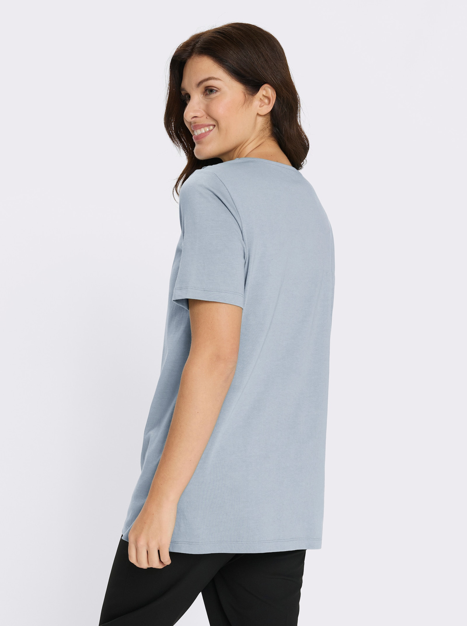 Longshirt mit Spitzeneinsatz - hellblau