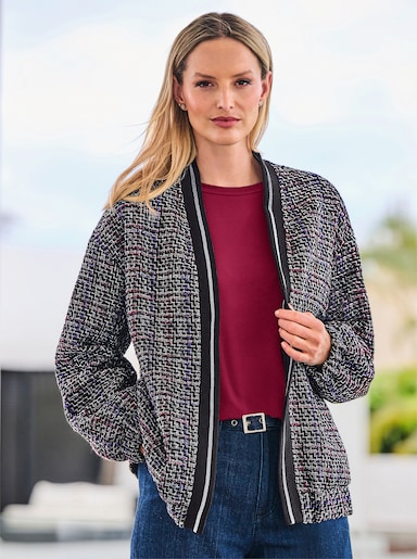heine Blousonjacke - schwarz-bordeaux-gemustert