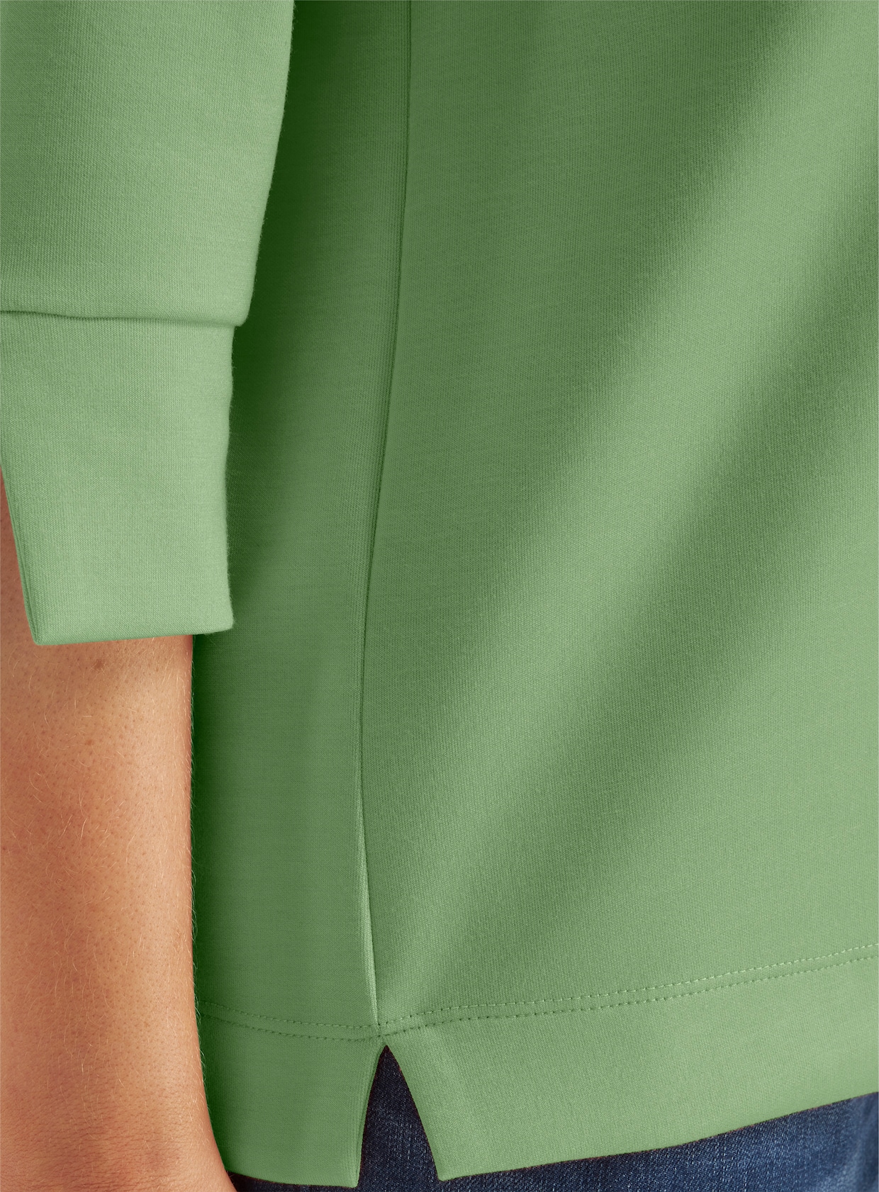 Stehkragenshirt mit 3/4-Ärmeln - reseda