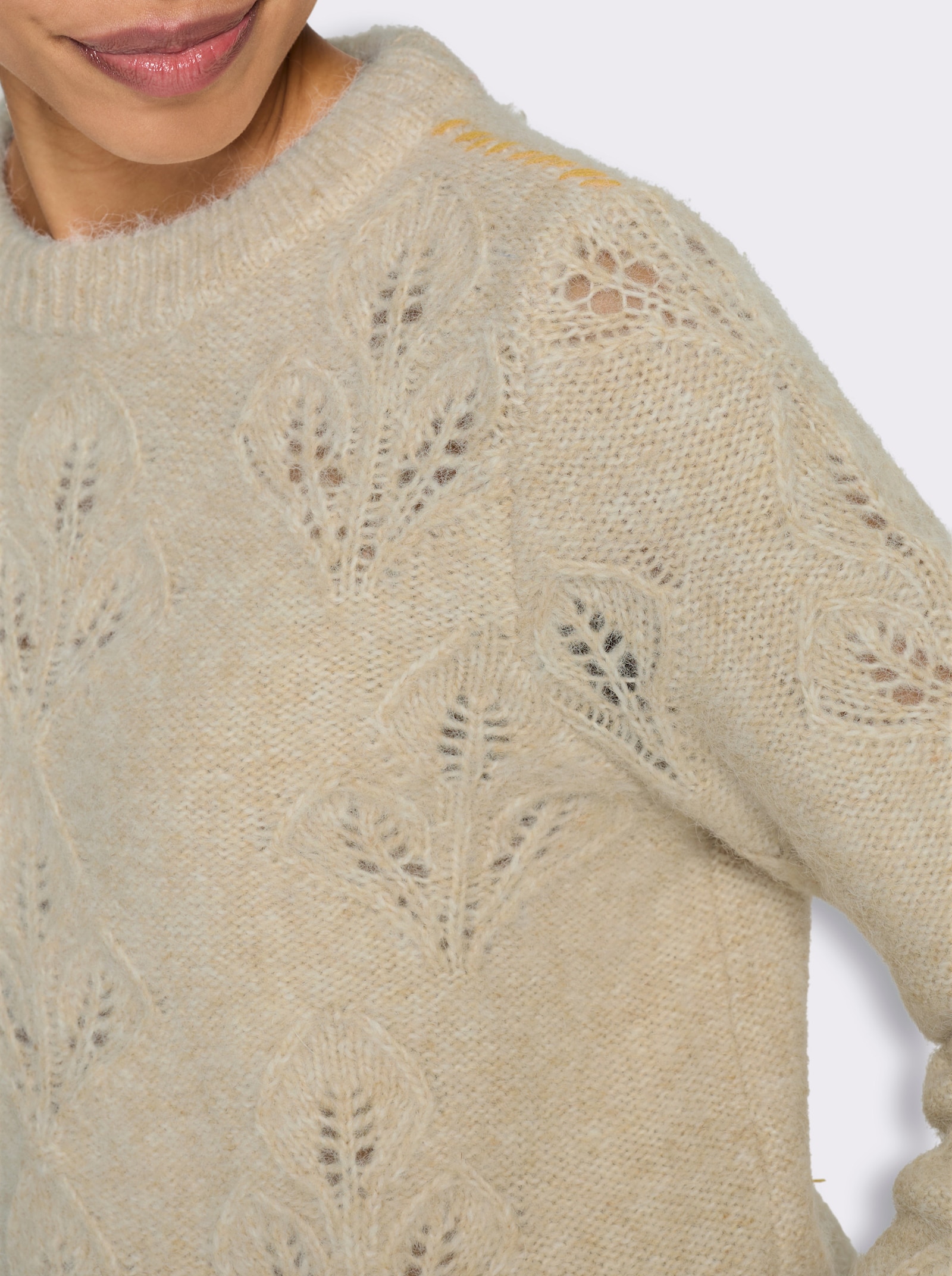 heine Ajourpullover mit Effektgarn - champagner