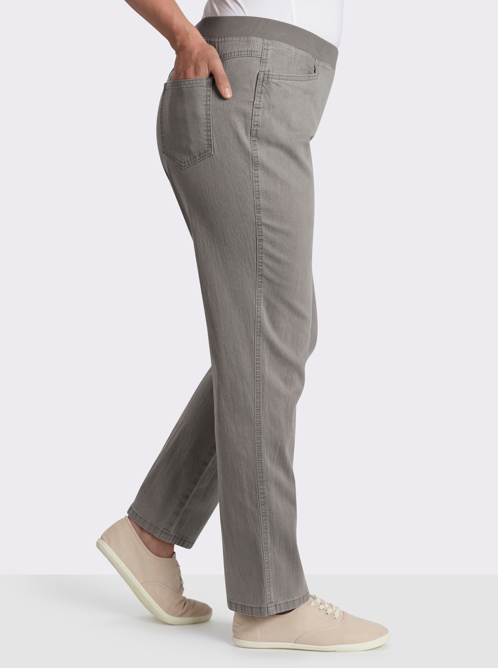 Stretch-Jeans mit Rundum-Dehnbund - grey-denim