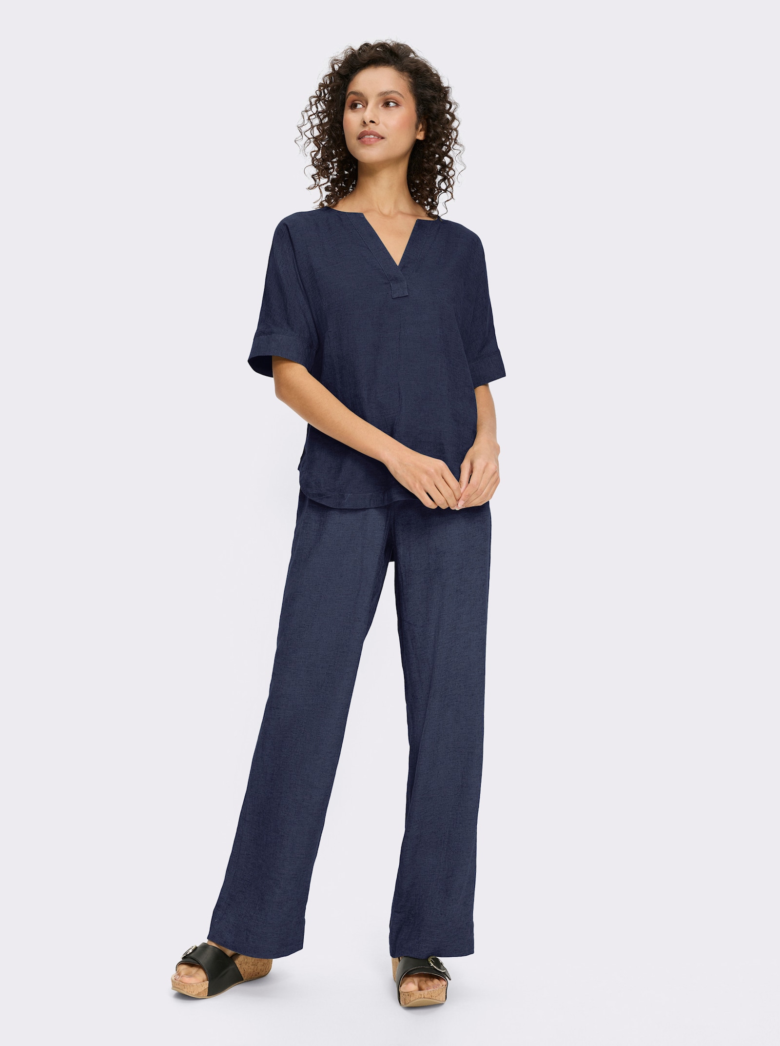 heine Hosenanzug mit Leinen - marine