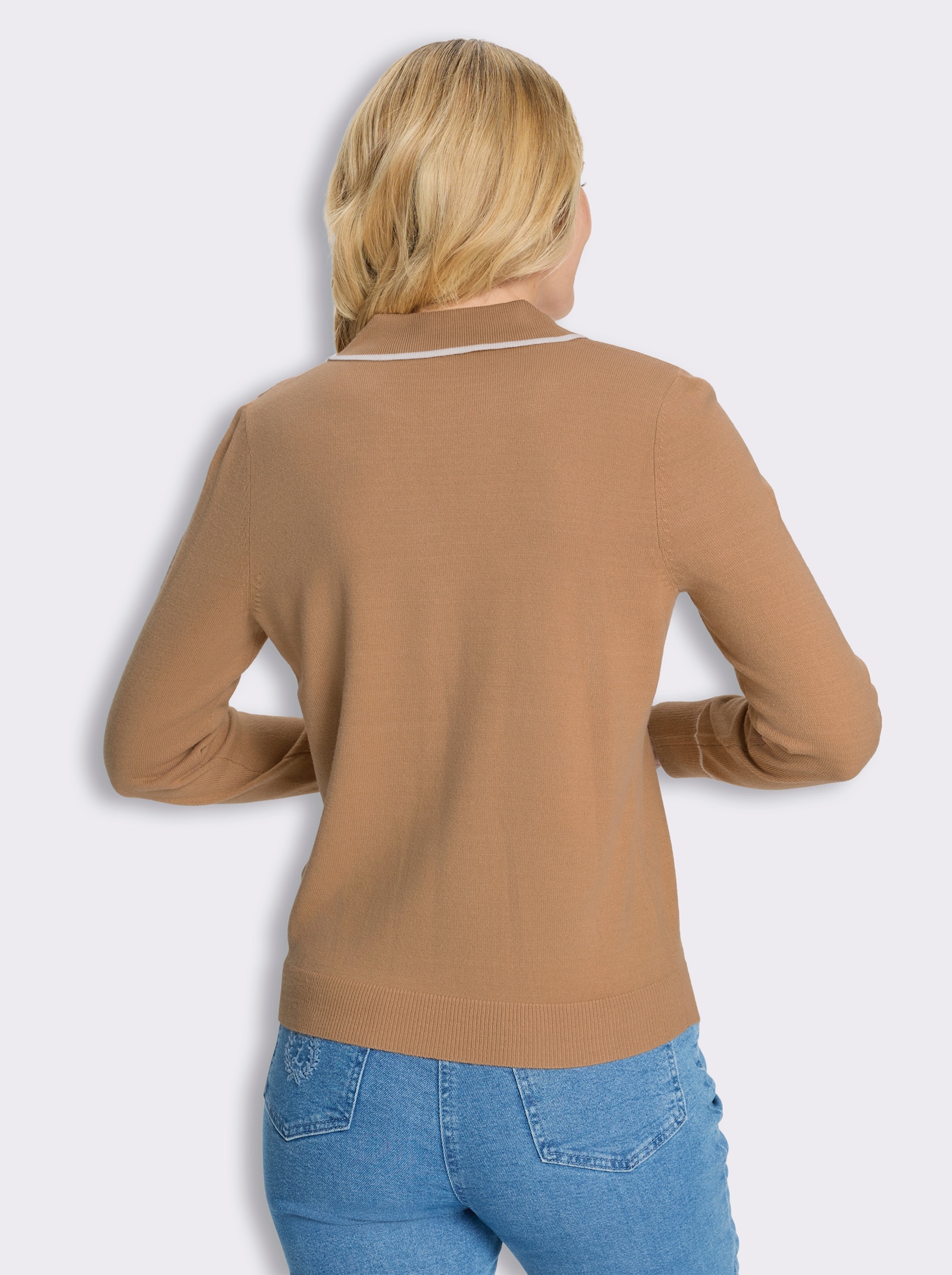 Polopullover mit Kontrast-Details - camel