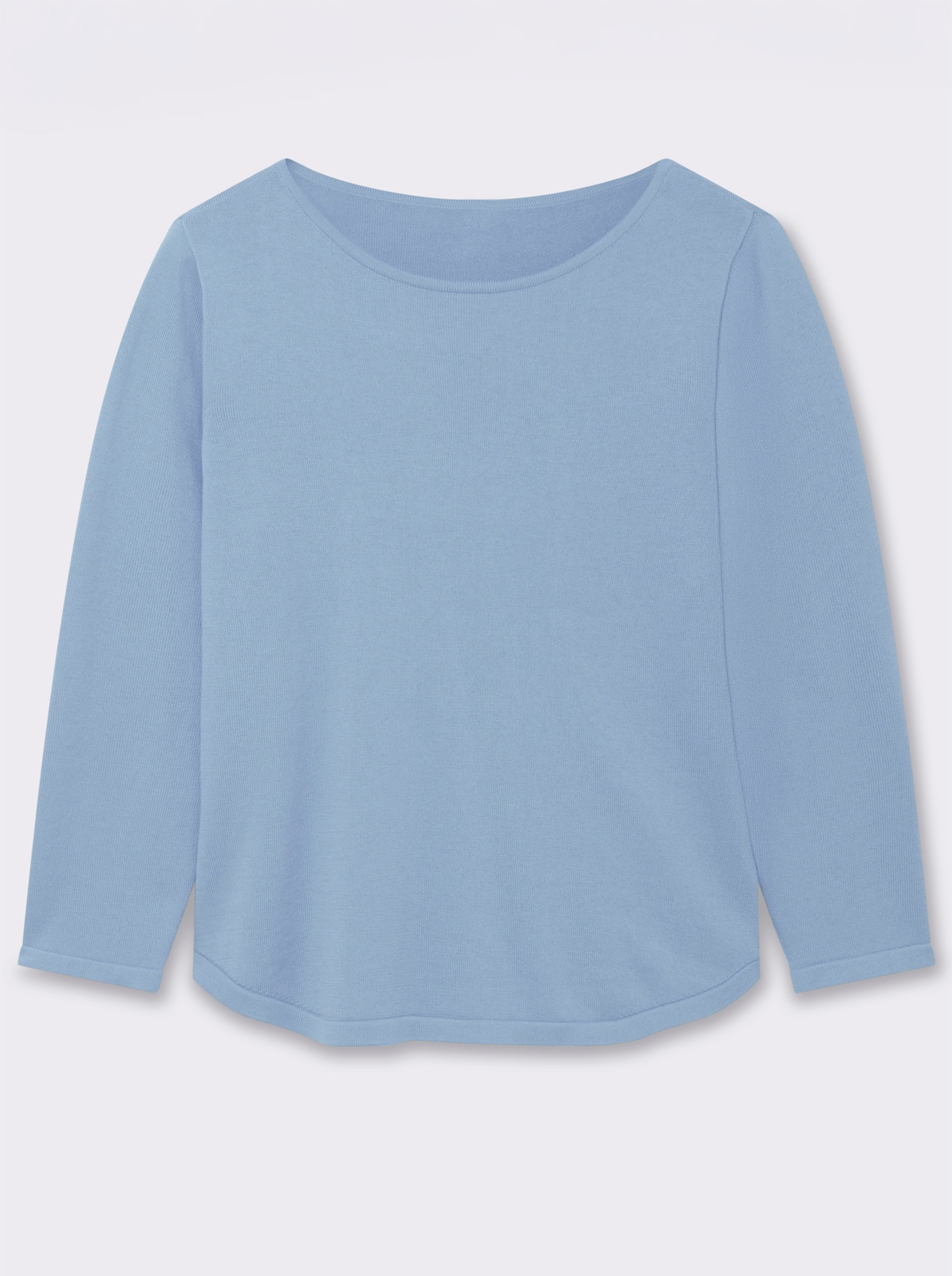 Rundhalspullover mit U-Boot-Ausschnitt - eisblau