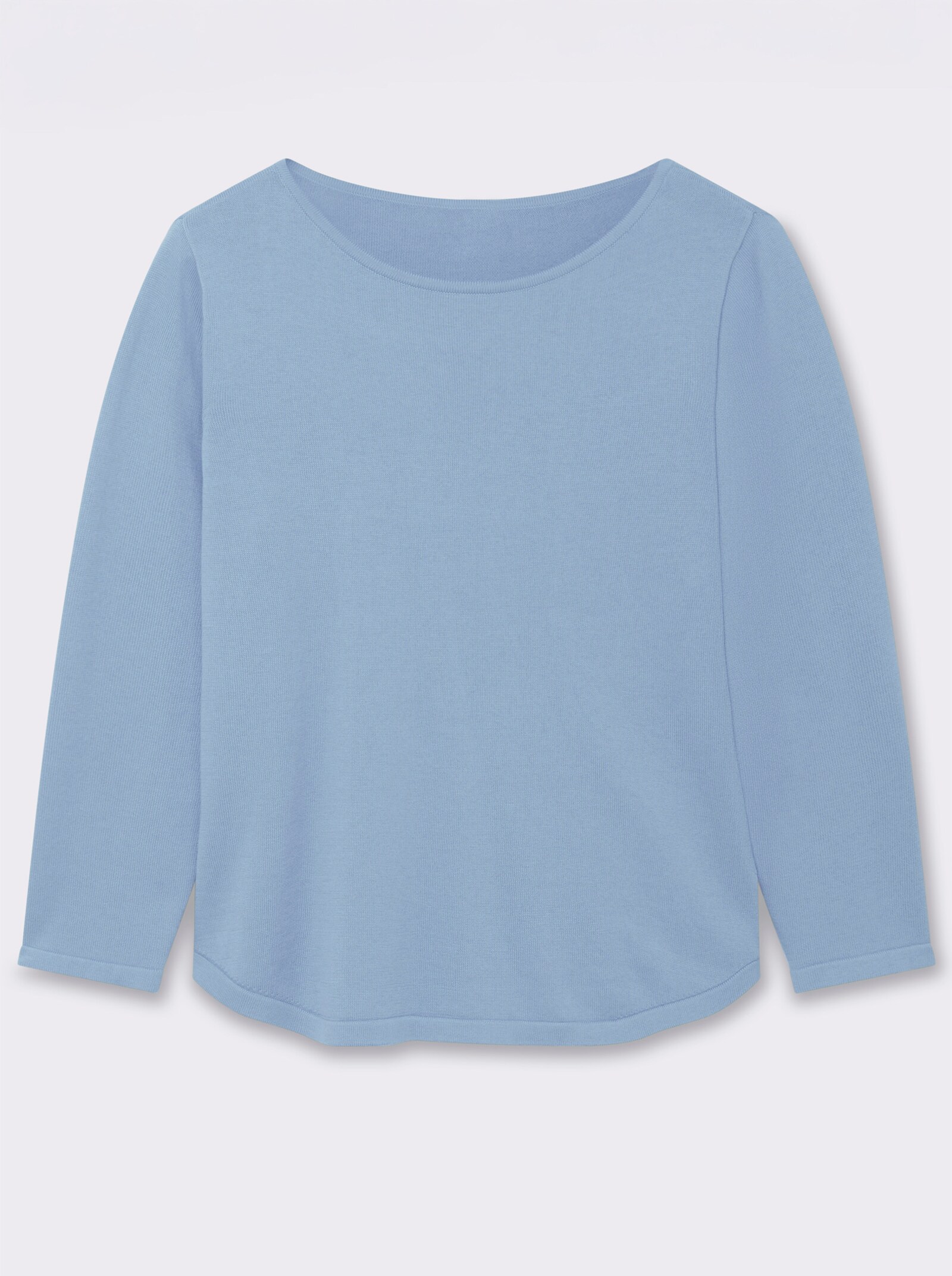 Rundhalspullover mit U-Boot-Ausschnitt - eisblau