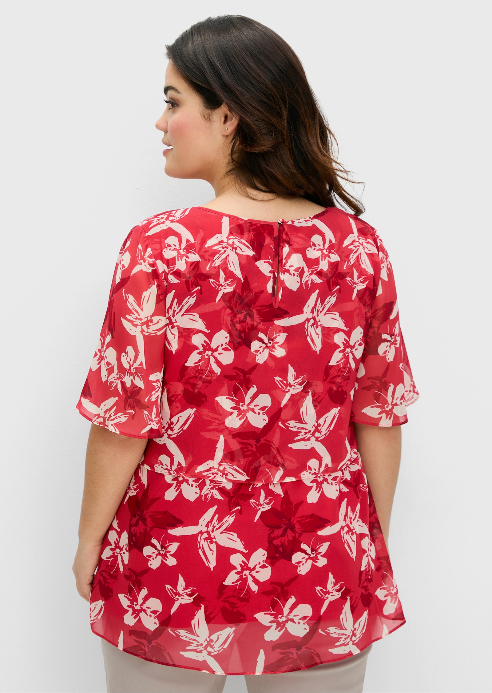 sheego Tunika aus Chiffon - erdbeere-gemustert