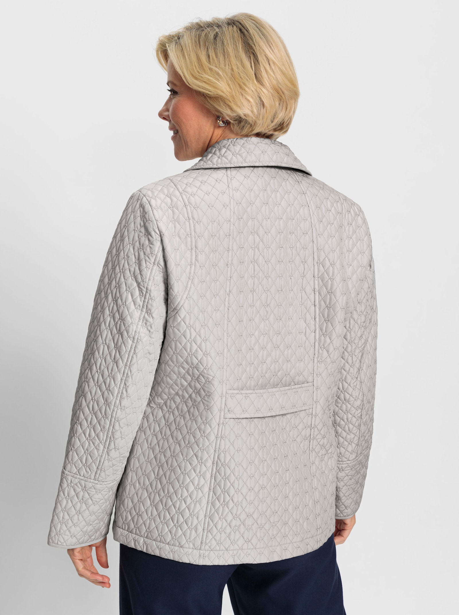 Steppjacke mit Zierpatten-Taschen - hellgrau