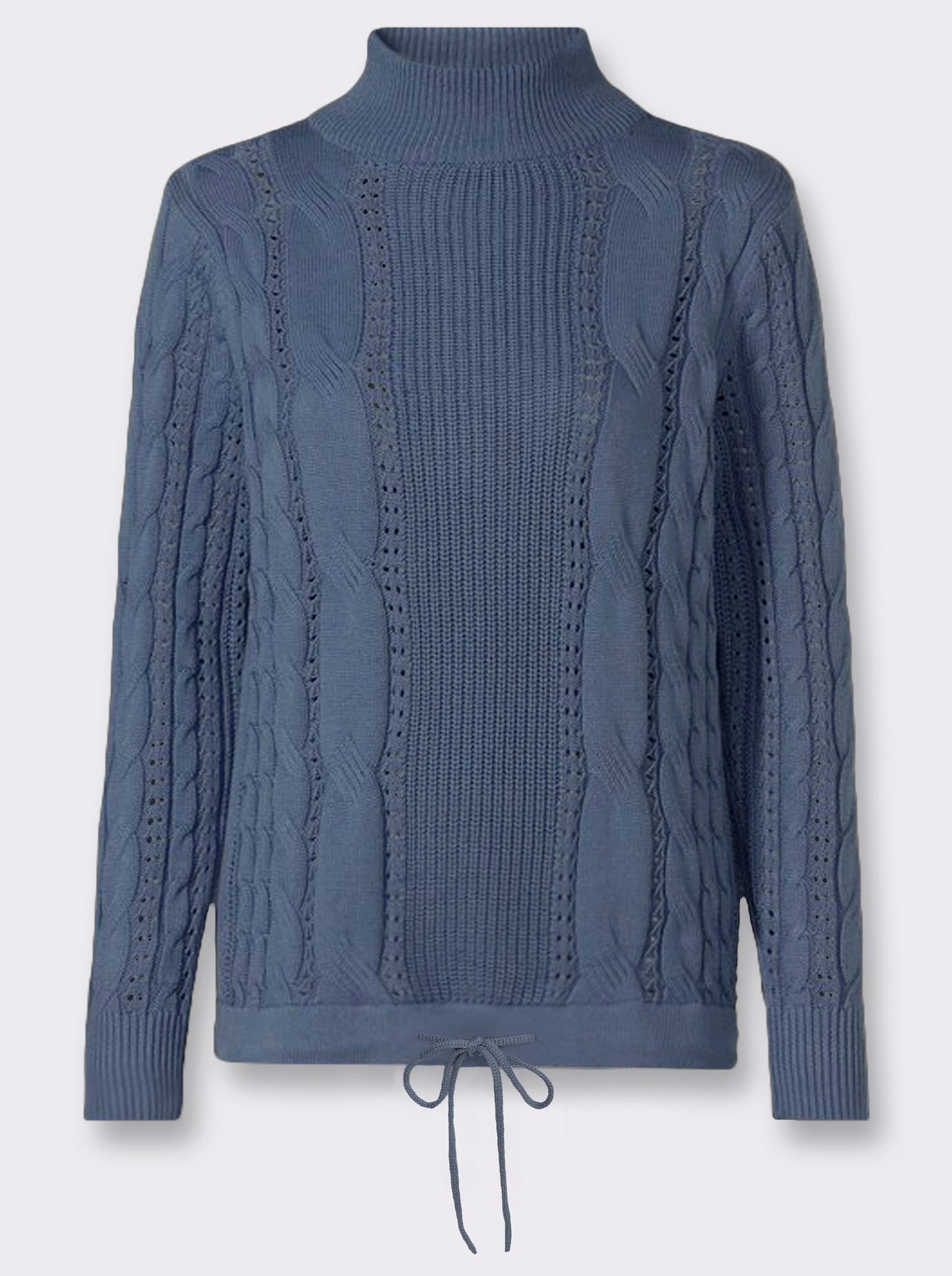 Stehkragenpullover im Strick-Mix - rauchblau